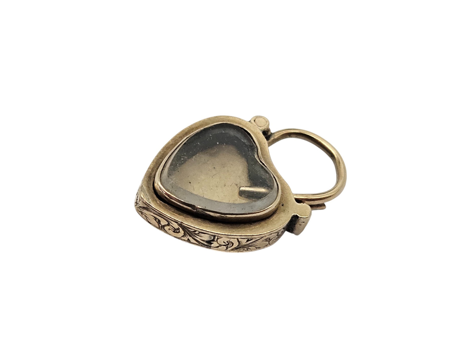 Victorian 9ct Yellow Gold Heart Shaped Padlock Clasp With Coral & Locket Compartment