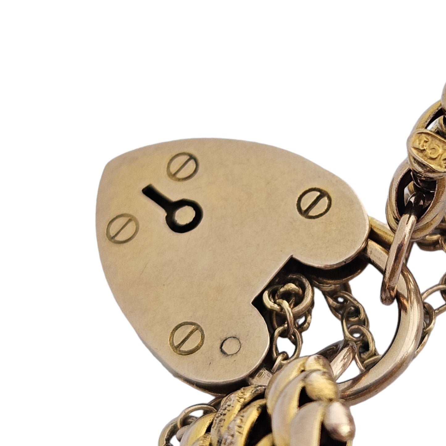 Antique 9ct Rose Gold Fancy Gate Bracelet c.1900 with Padlock Clasp 22.0 g.