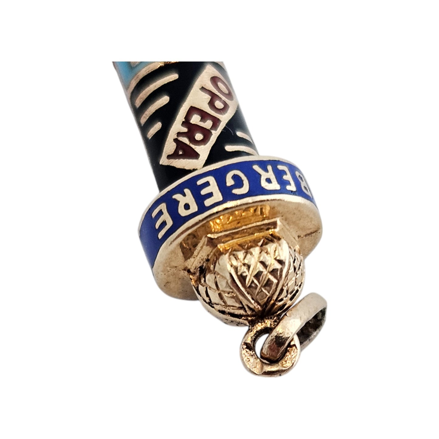 French 18ct 750 Yellow Gold & Enamel News Kiosk Charm L 1.8 cm 1.4 g.