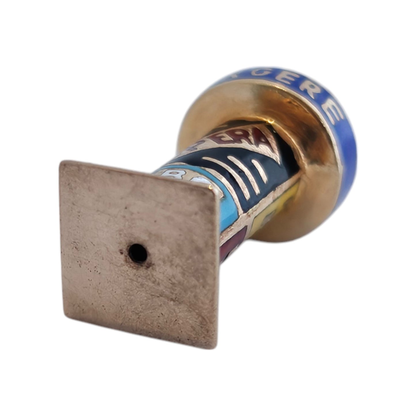 French 18ct 750 Yellow Gold & Enamel News Kiosk Charm L 1.8 cm 1.4 g.