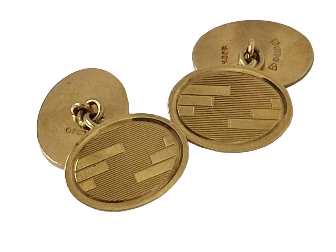 Pair of Art Deco 9ct 375 Yellow Gold Cufflinks 1930 L 1.9 cm 13.5 g.