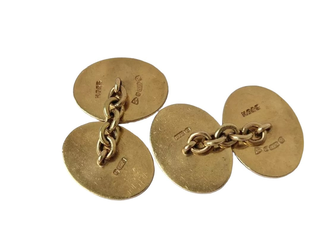 Pair of Art Deco 9ct 375 Yellow Gold Cufflinks 1930 L 1.9 cm 13.5 g.