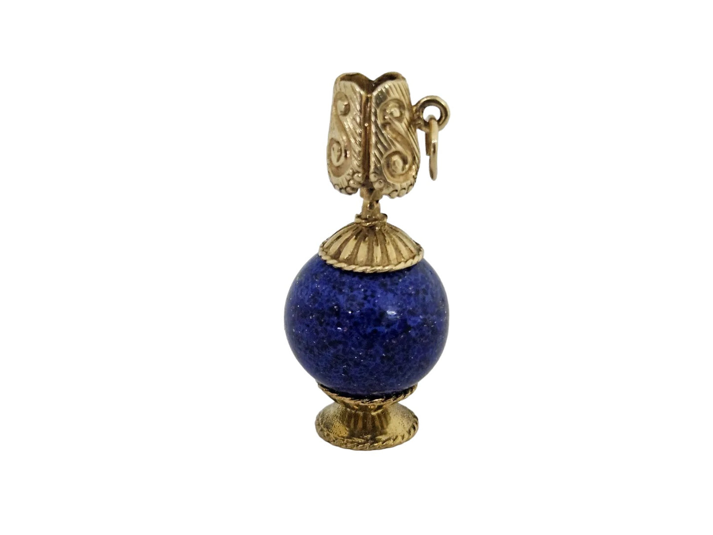 9ct 375 Yellow Gold "Urn Vase" Charm with Lapis Body 1961 L 3.4 cm 9.8 g