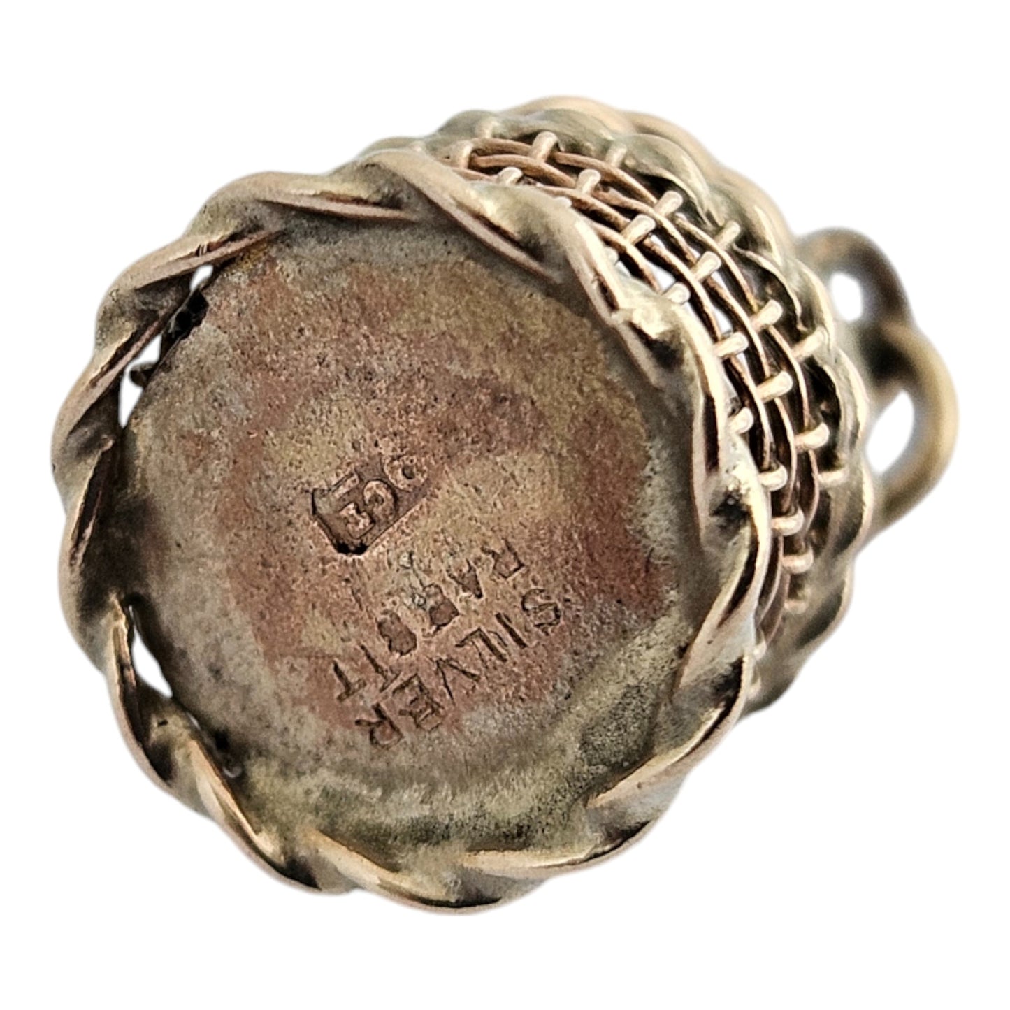 Novelty Victorian 9ct & Silver Rabbit in a Basket Charm c.1890's L 1.8 cm 3.9 g