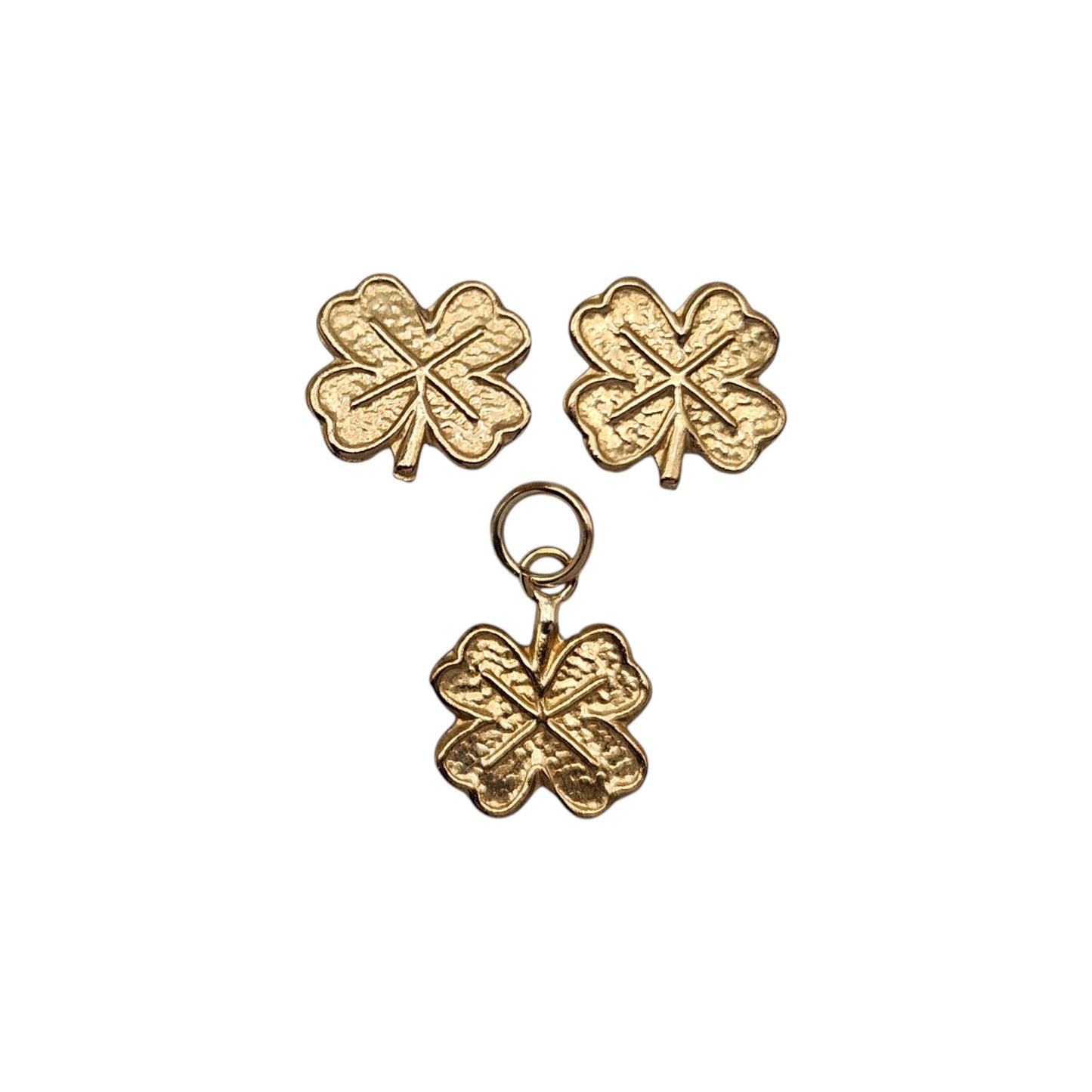 Suite of 9ct Yellow Gold Four Leaf Clover Pendant & Earrings