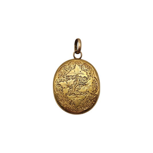 Victorian 18ct Yellow Gold Engraved Locket Pendant L 3.0 cm 10.2 g.
