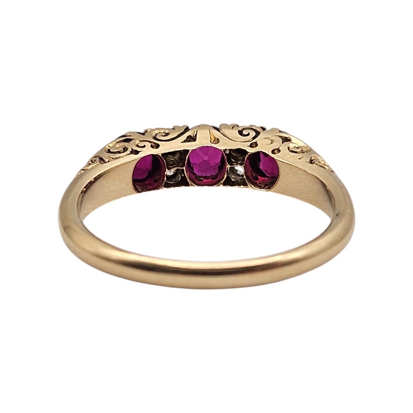 Victorian 18ct 750 Yellow Gold Ruby & Diamonds Ring 1895 Size N 1/2 3.8 g
