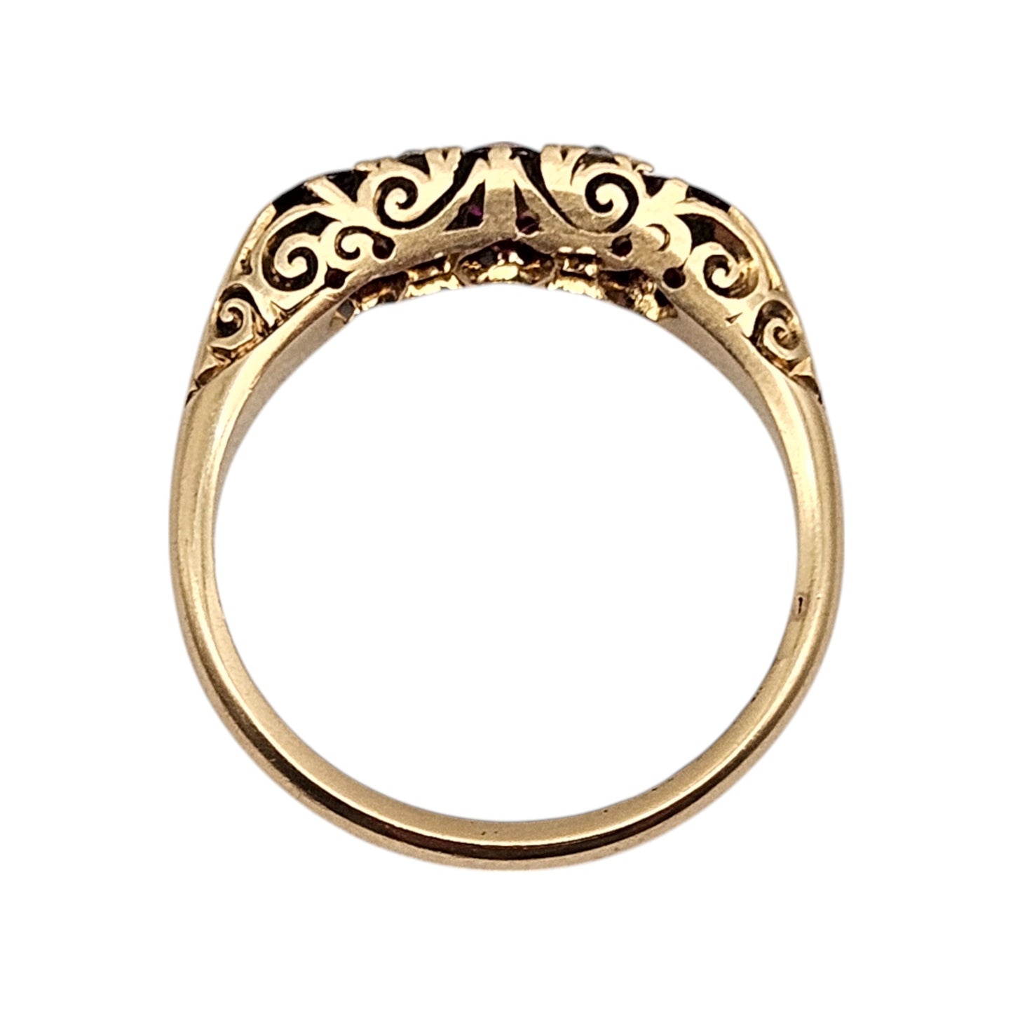Victorian 18ct 750 Yellow Gold Ruby & Diamonds Ring 1895 Size N 1/2 3.8 g