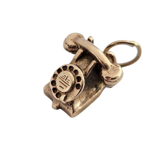 9ct 375 Cast Yellow Gold Telephone Charm c.1960's 3.6 g.