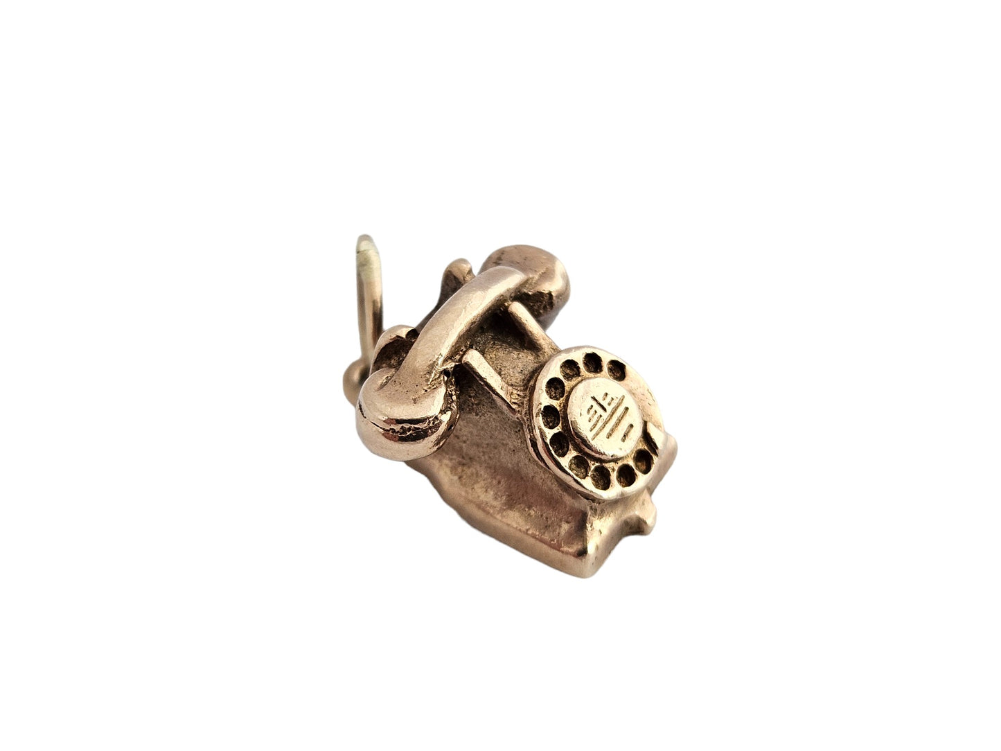 9ct 375 Cast Yellow Gold Telephone Charm c.1960's 3.6 g.