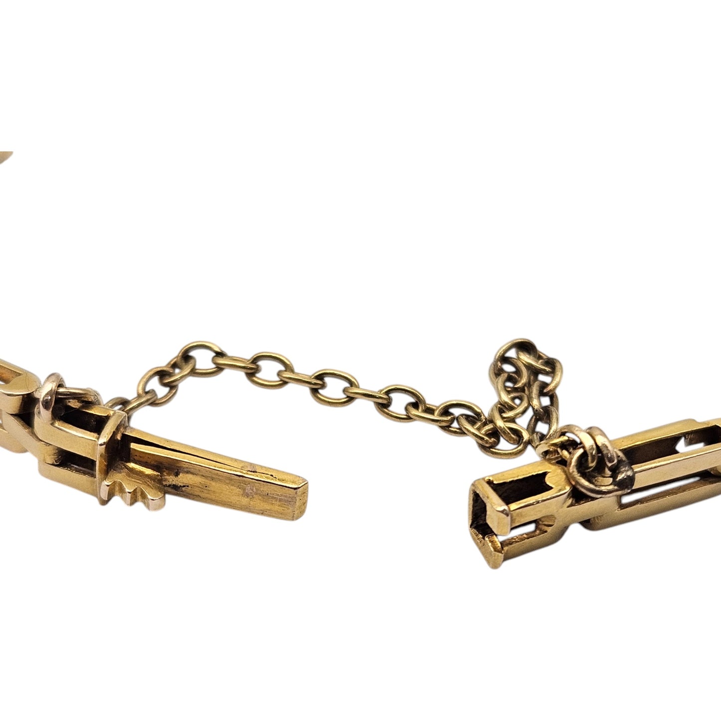 Antique 15ct Yellow Gold Bracelet With Amethysts L 16.0 cm 8.1 g.