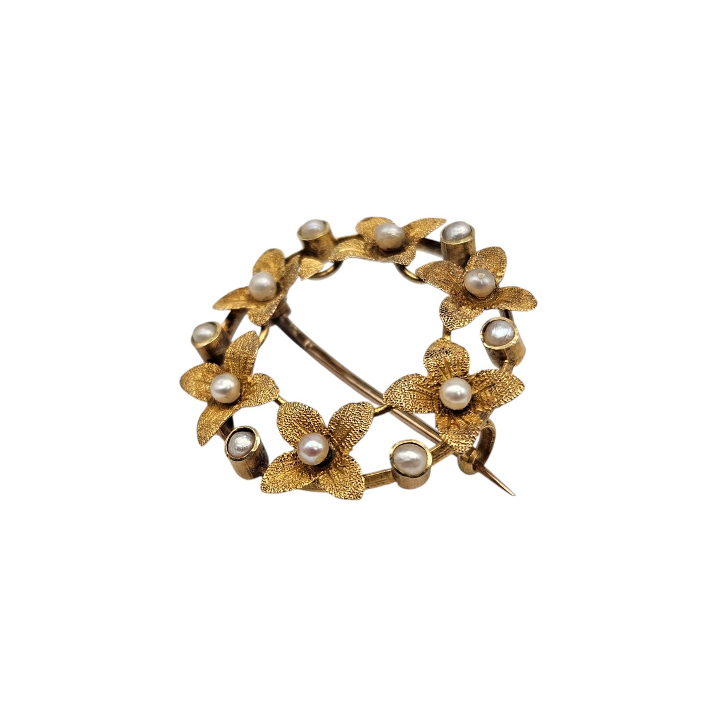 Antique 15ct Yellow Gold Brooch With Pearls c.1900 L 2.2 cm 2.3 g.