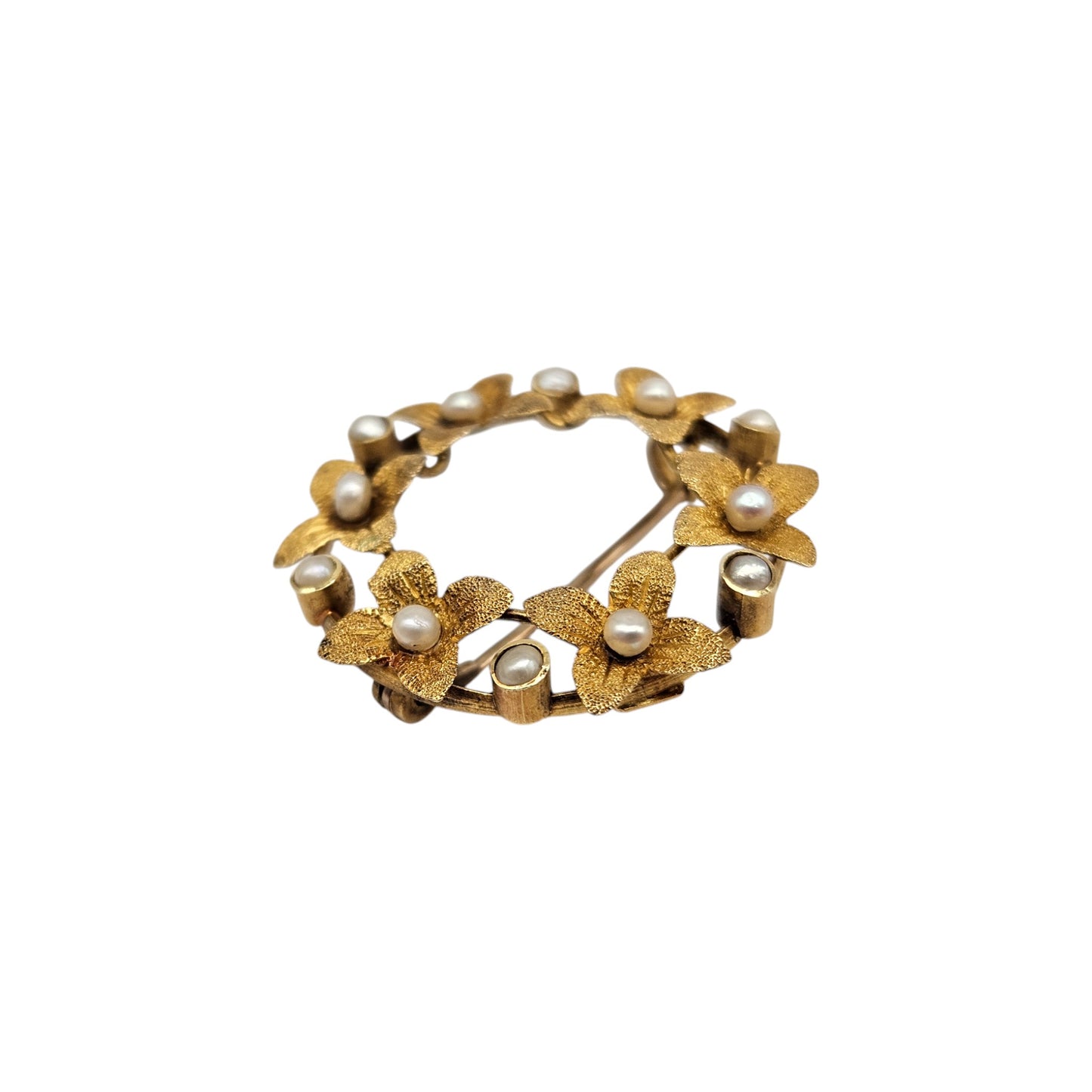 Antique 15ct Yellow Gold Brooch With Pearls c.1900 L 2.2 cm 2.3 g.