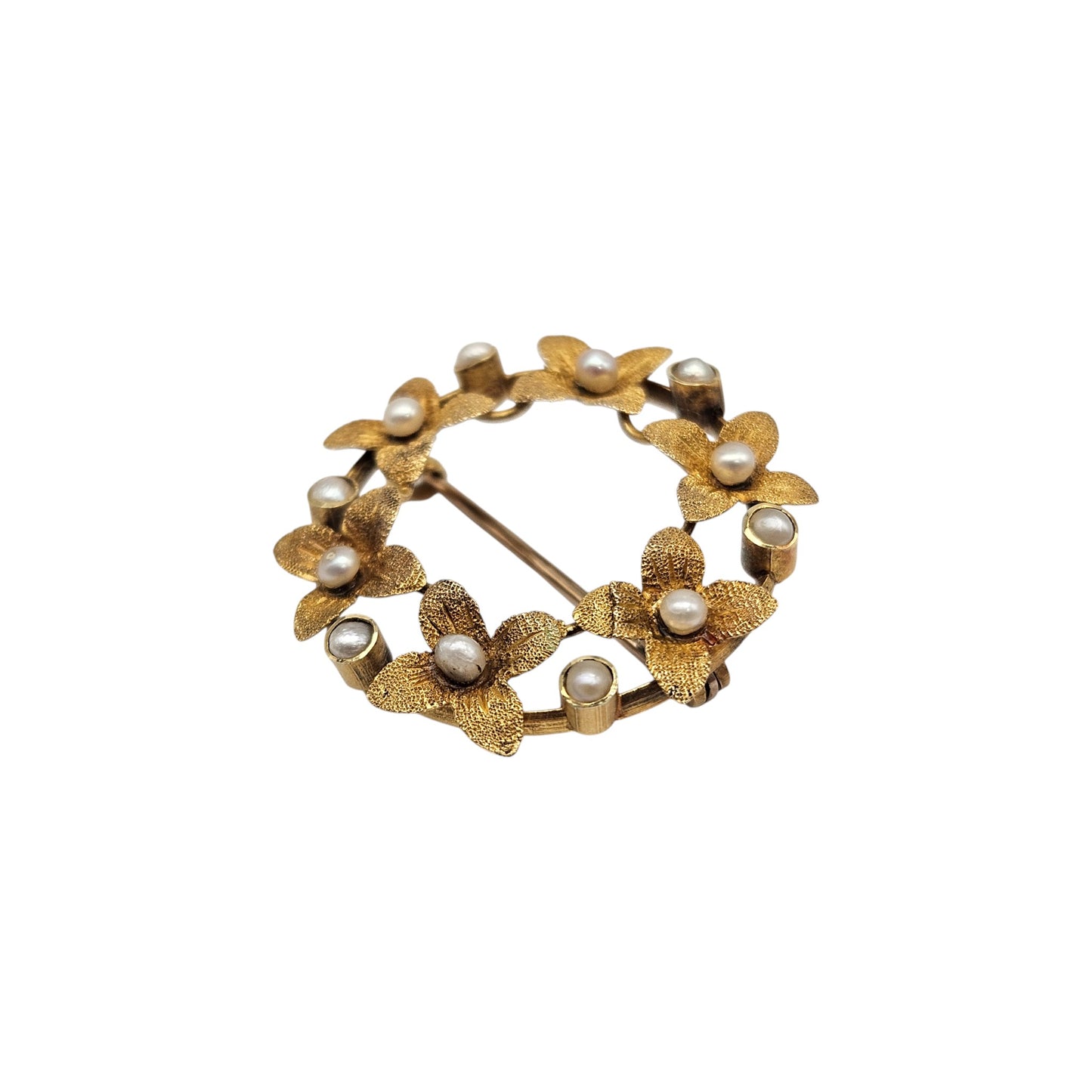 Antique 15ct Yellow Gold Brooch With Pearls c.1900 L 2.2 cm 2.3 g.