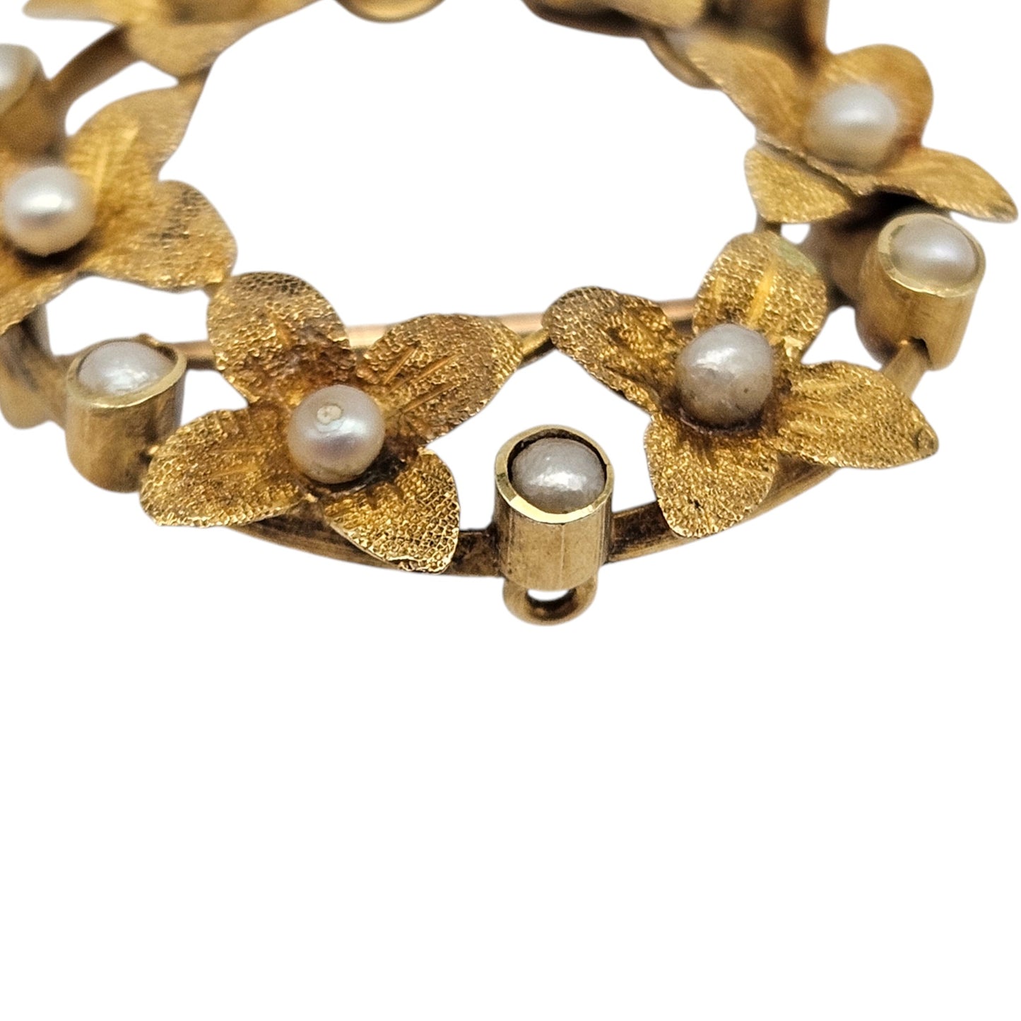 Antique 15ct Yellow Gold Brooch With Pearls c.1900 L 2.2 cm 2.3 g.