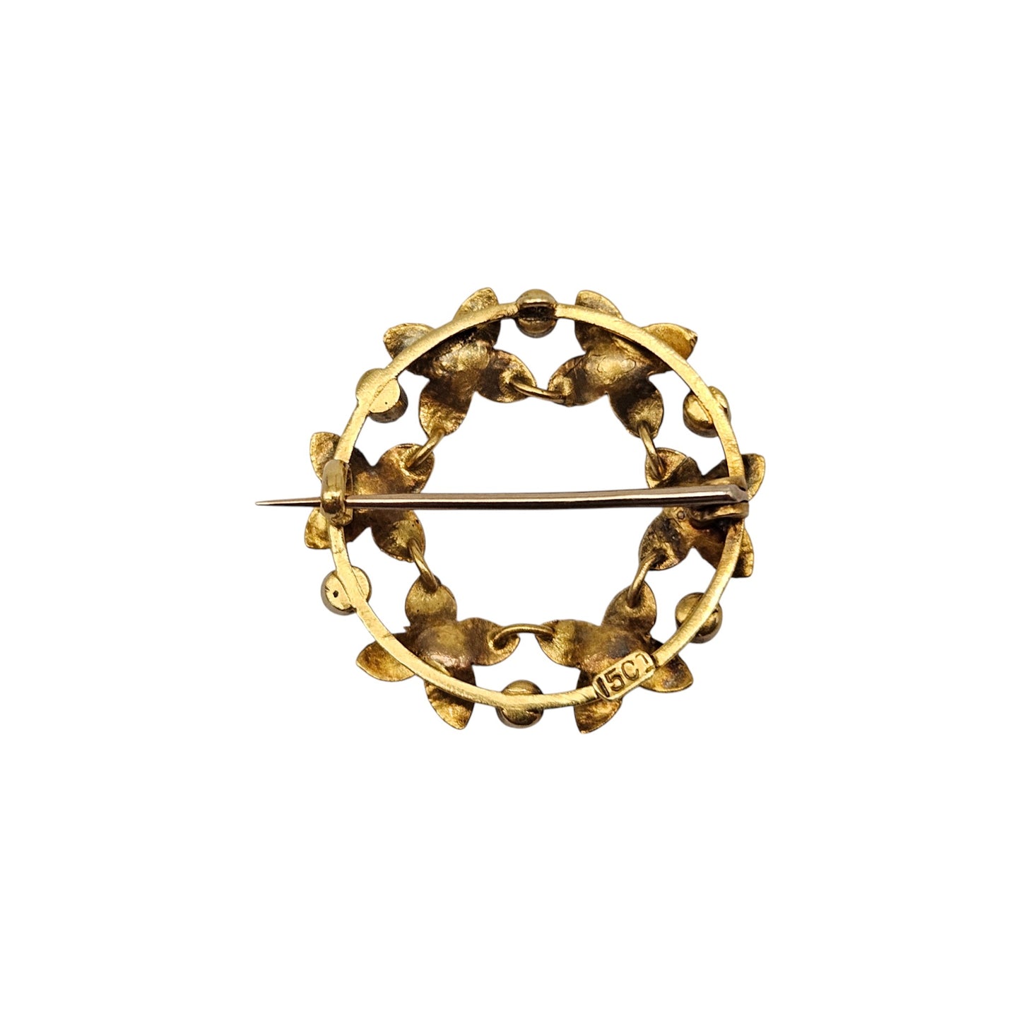Antique 15ct Yellow Gold Brooch With Pearls c.1900 L 2.2 cm 2.3 g.