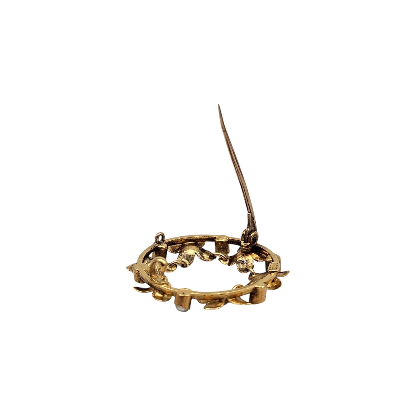 Antique 15ct Yellow Gold Brooch With Pearls c.1900 L 2.2 cm 2.3 g.