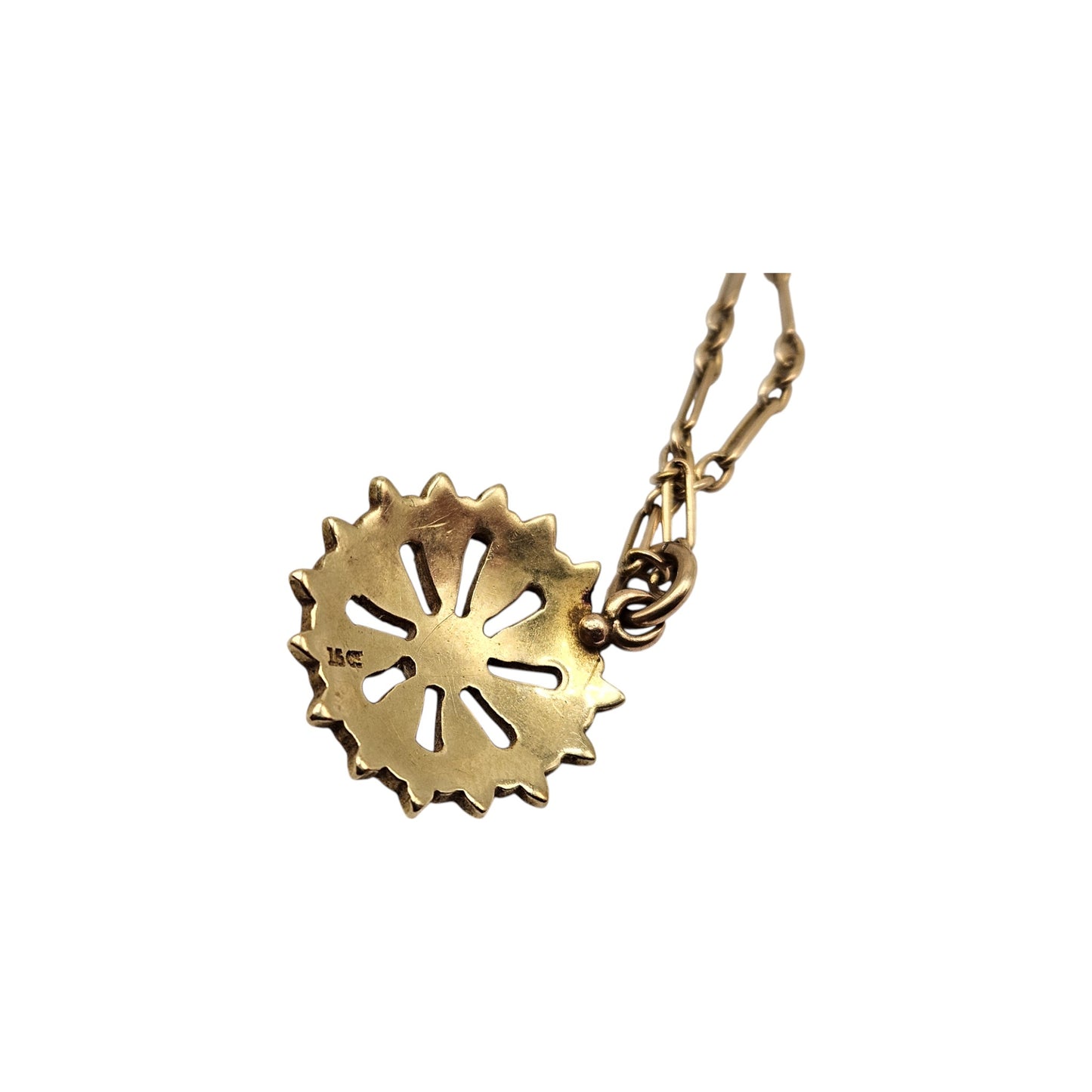 Antique 15ct Yellow Gold Pearl Pendant On 15ct Chain c.1900, 5.0 g.