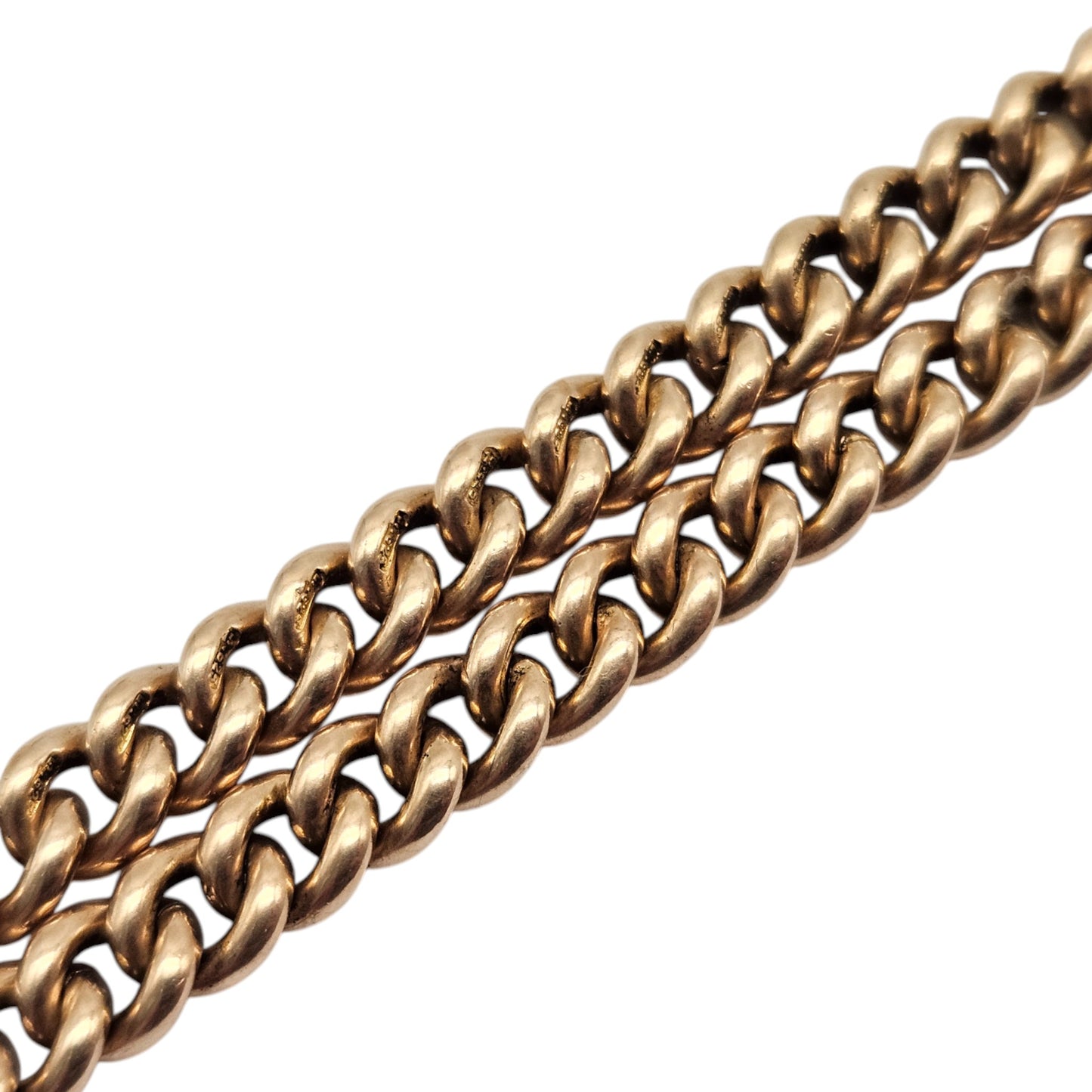 Antique 15ct 625 Rose Gold Double Albert Chain c.1900 L 38.0 cm 47.1 g.