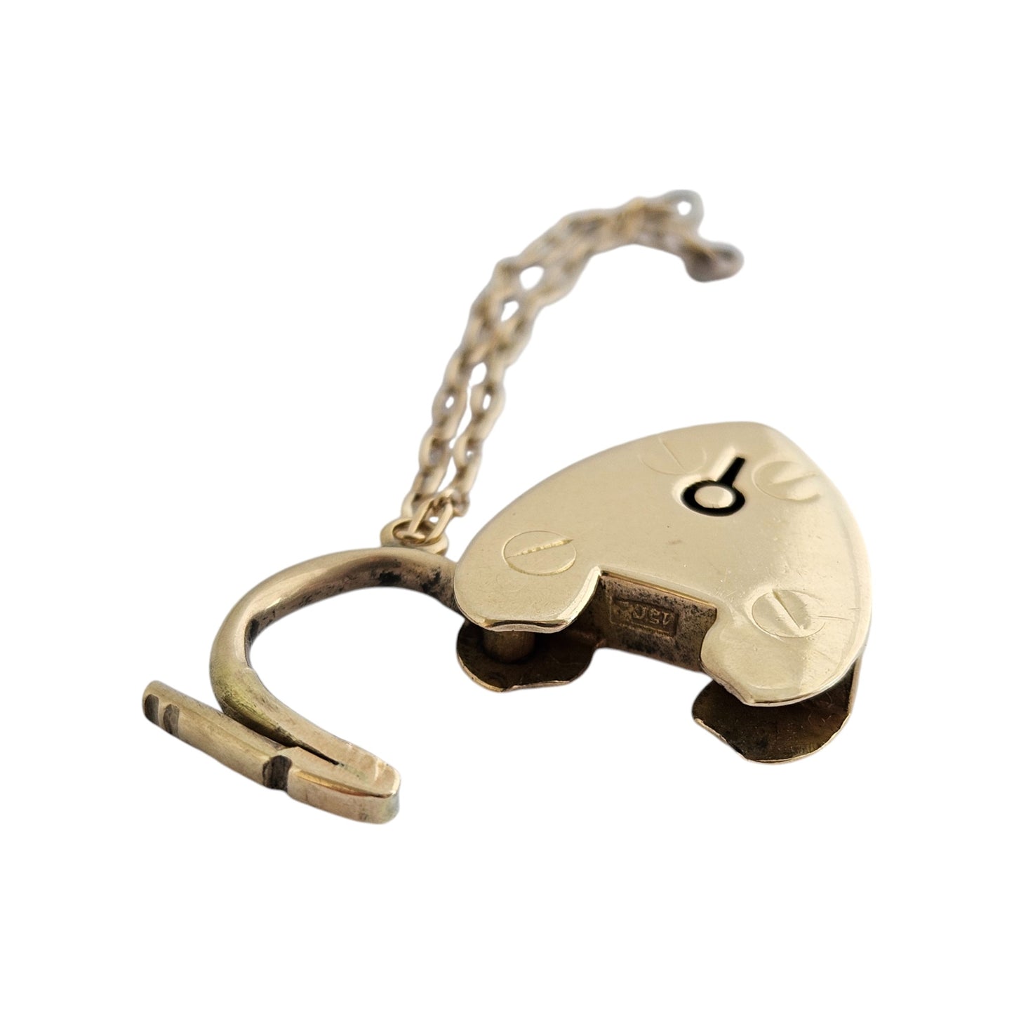 Antique 15ct Rose Gold Heart Shaped Padlock Clasp c.1900 L 2.1 cm 4.5 g