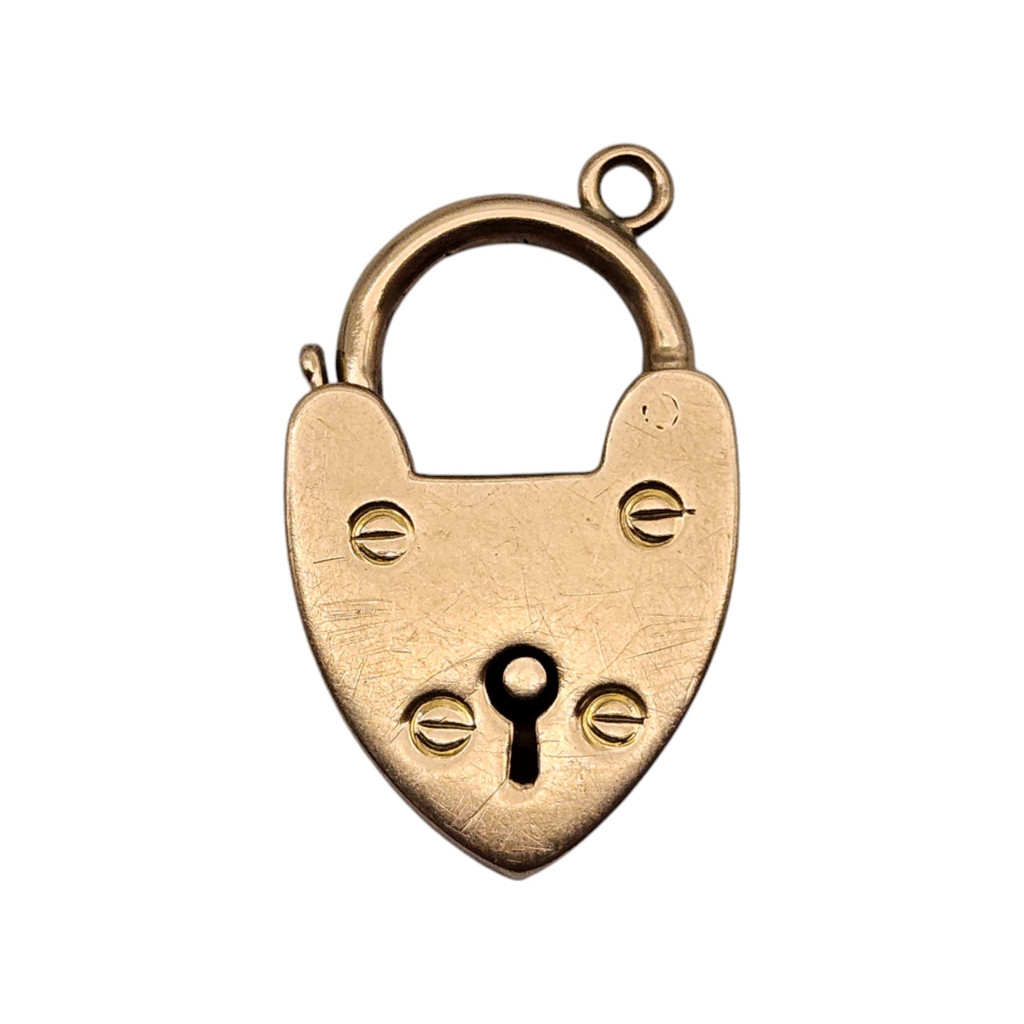 Antique 15 Rose Gold Heart Shaped Padlock c.1900 L 2.3 cm 3.5 g.