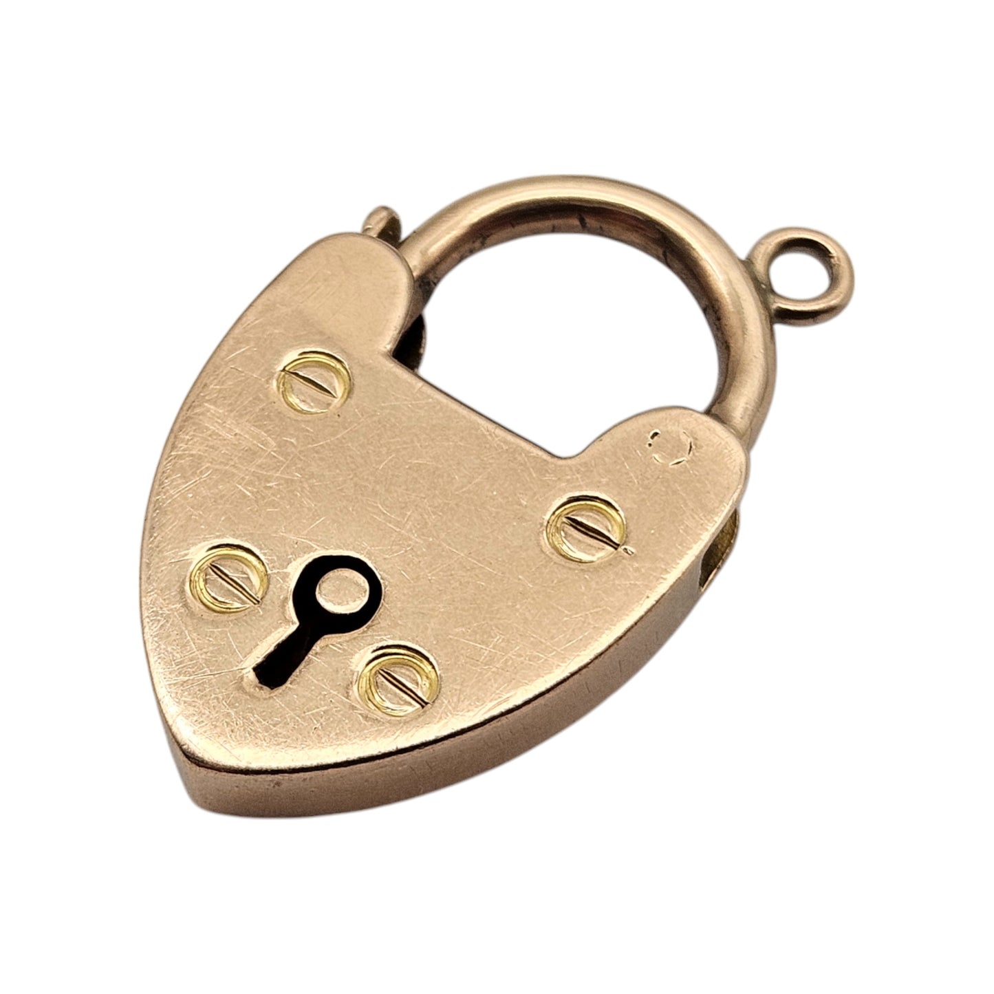 Antique 15 Rose Gold Heart Shaped Padlock c.1900 L 2.3 cm 3.5 g.