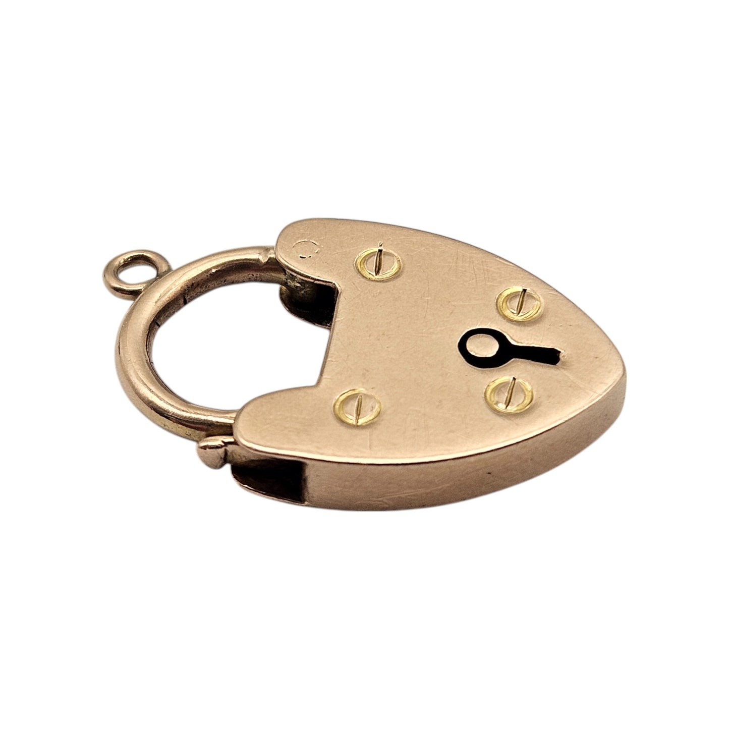 Antique 15 Rose Gold Heart Shaped Padlock c.1900 L 2.3 cm 3.5 g.