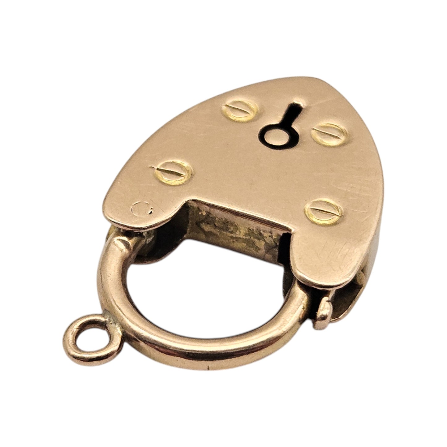 Antique 15 Rose Gold Heart Shaped Padlock c.1900 L 2.3 cm 3.5 g.