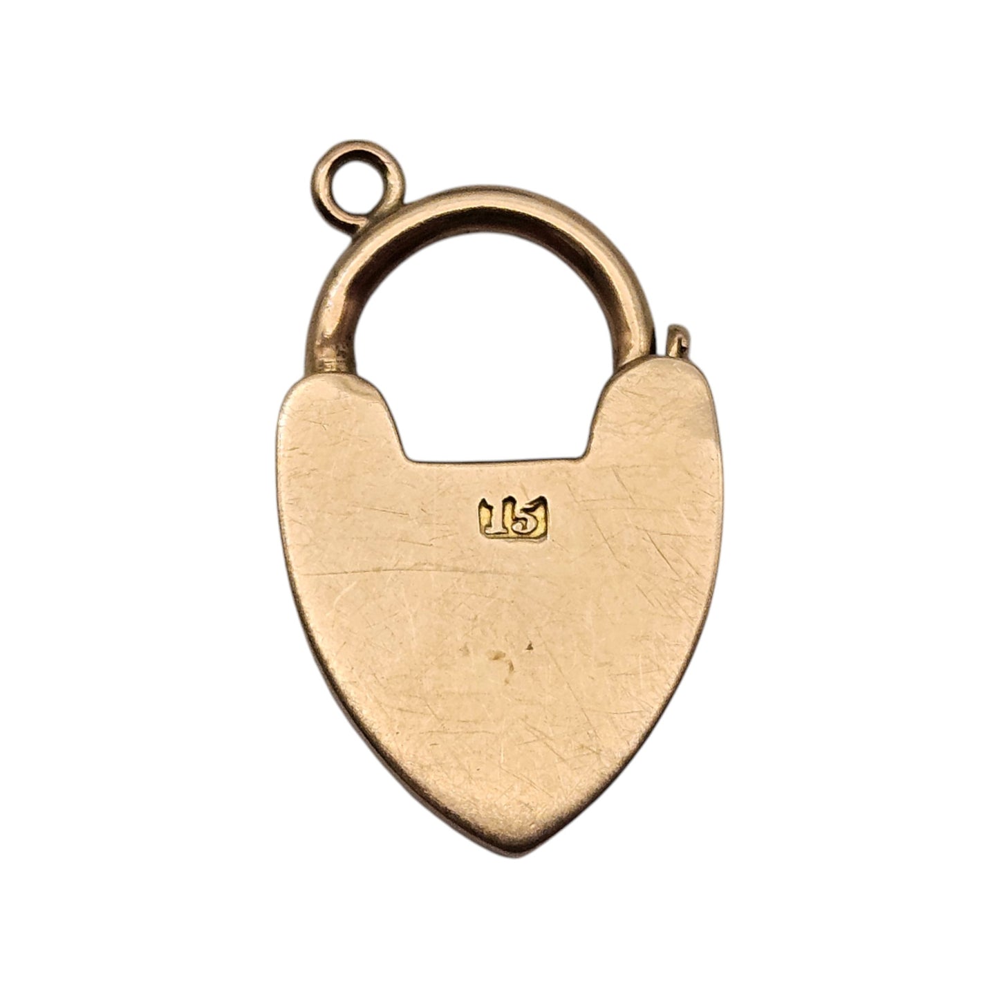 Antique 15 Rose Gold Heart Shaped Padlock c.1900 L 2.3 cm 3.5 g.