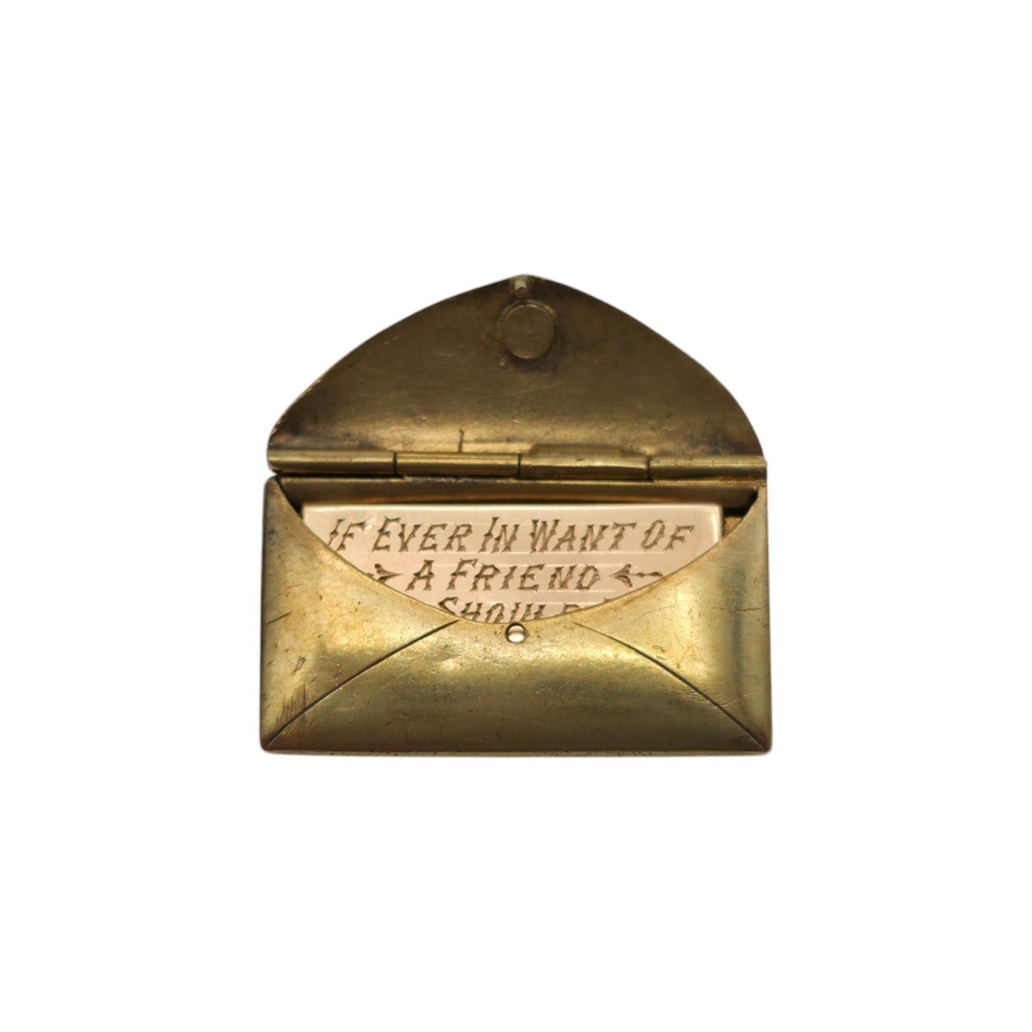 Scarce Antique 18ct Yellow Gold Envelope Charm With Diamond c.1900 L 2.0 cm 2.7 g.