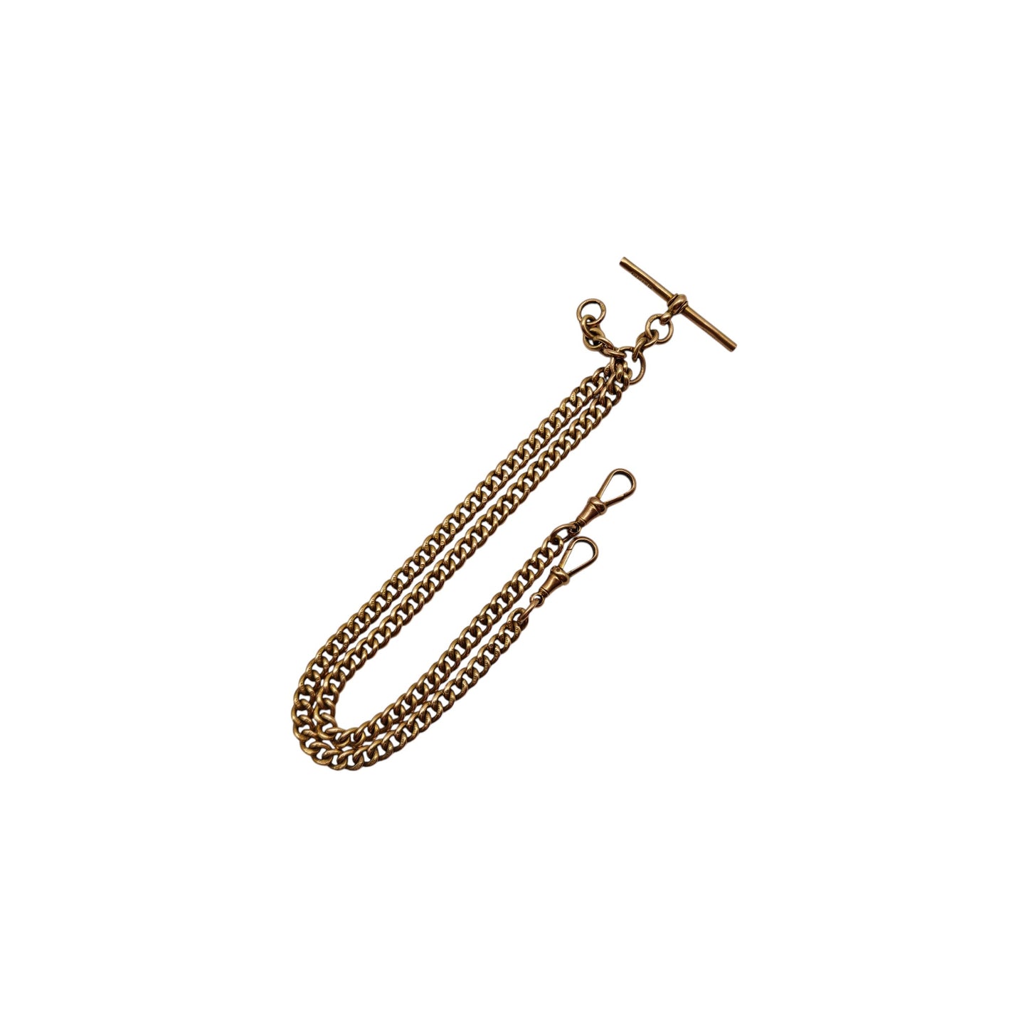 antique 9ct gold Ungraduated Curb Link Double Albert Chain