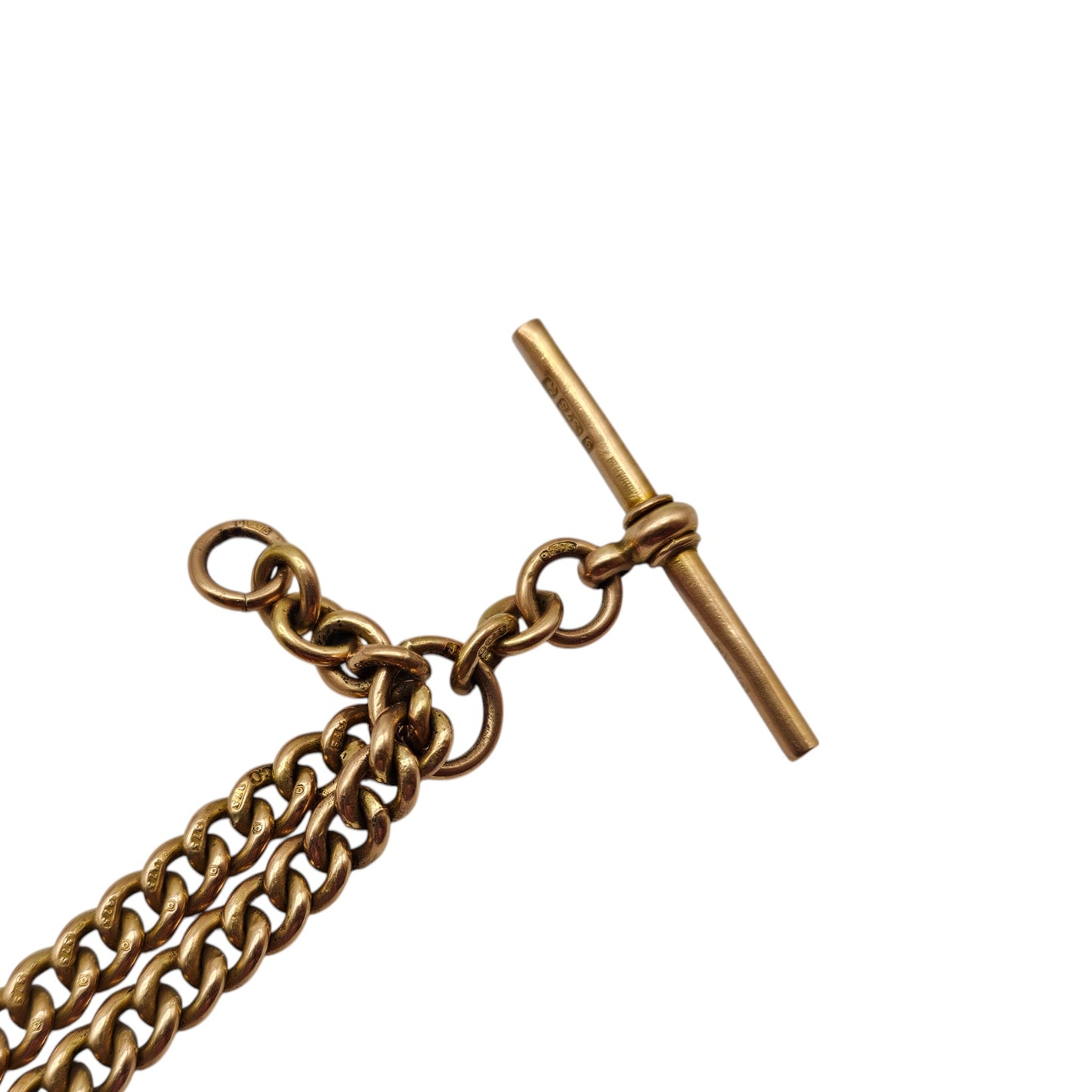 Antique 9ct 375 Rose Gold Albert Chain 1925 L 37.3 cm 24.6 g.