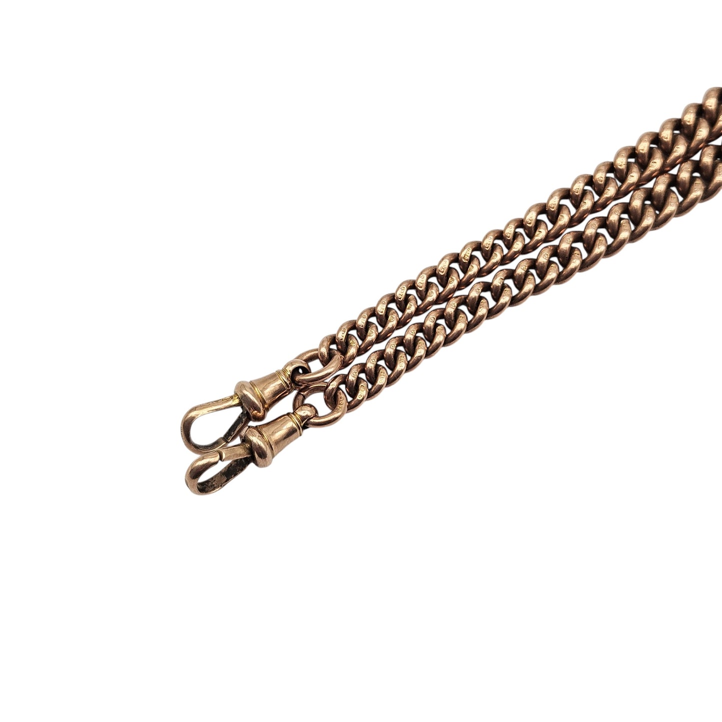 Antique 9ct 375 Rose Gold Double Albert Chain 1924 L 38.4 cm 52.6 g.