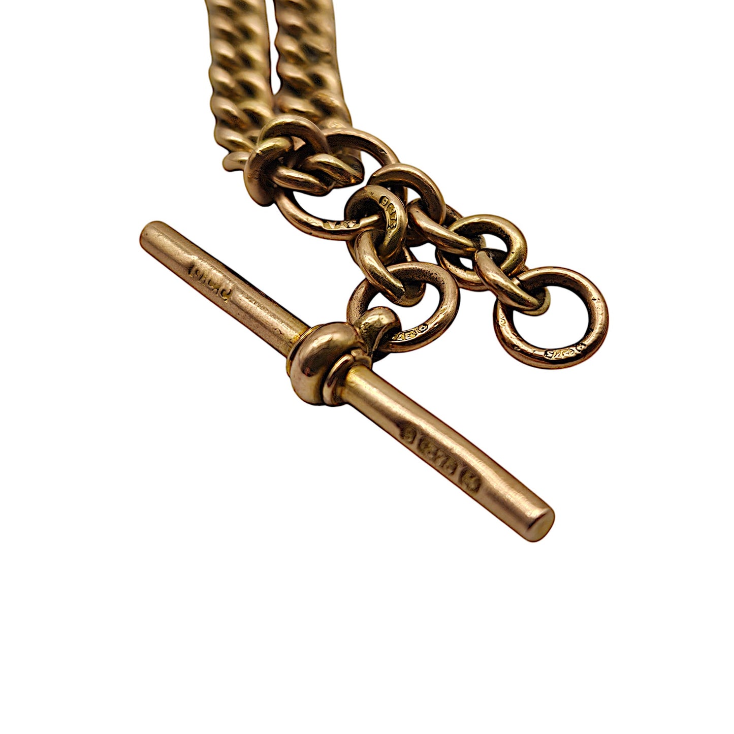 Antique 9ct 375 Rose Gold Albert Chain 1925 L 37.3 cm 24.6 g.