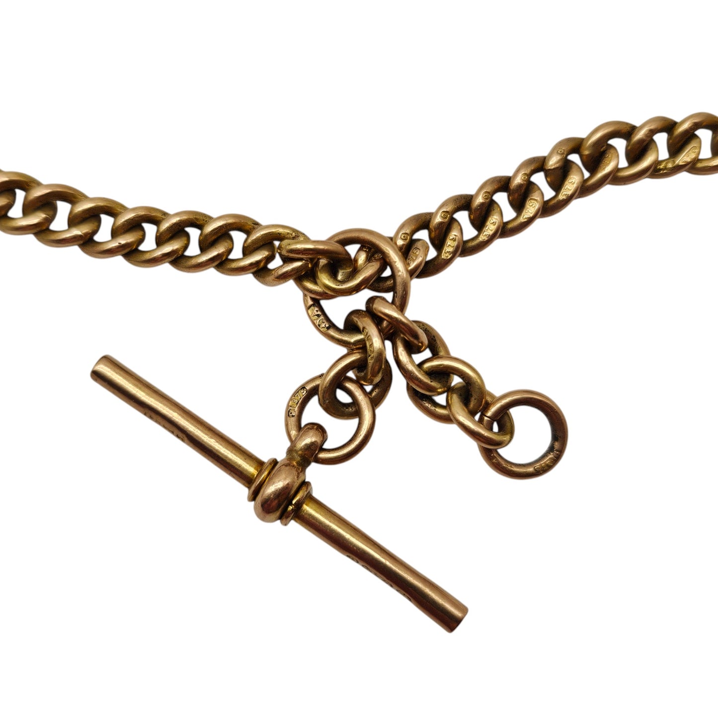 Antique 9ct 375 Rose Gold Albert Chain 1925 L 37.3 cm 24.6 g.