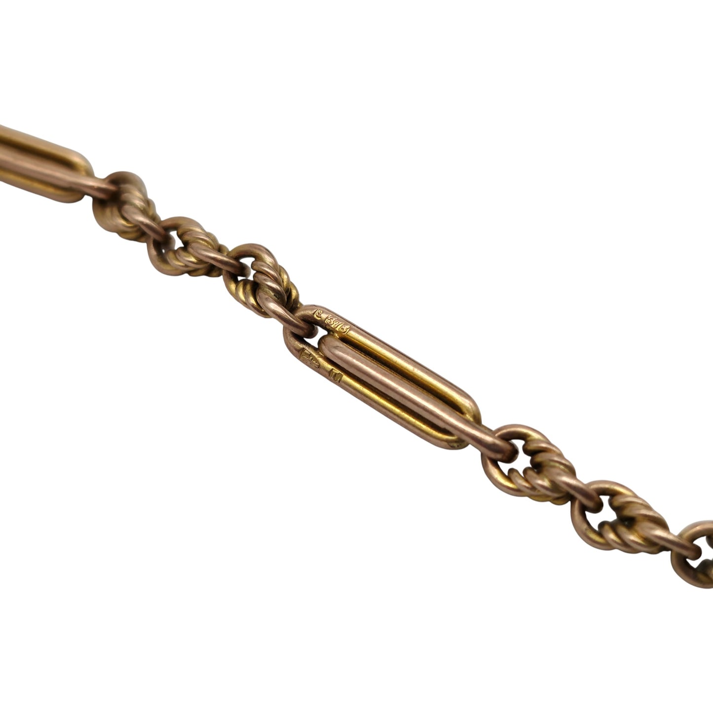 Antique 9ct 375 Rose Gold Fancy Albert Chain c.1900 L 24.5 cm 14.4 g.