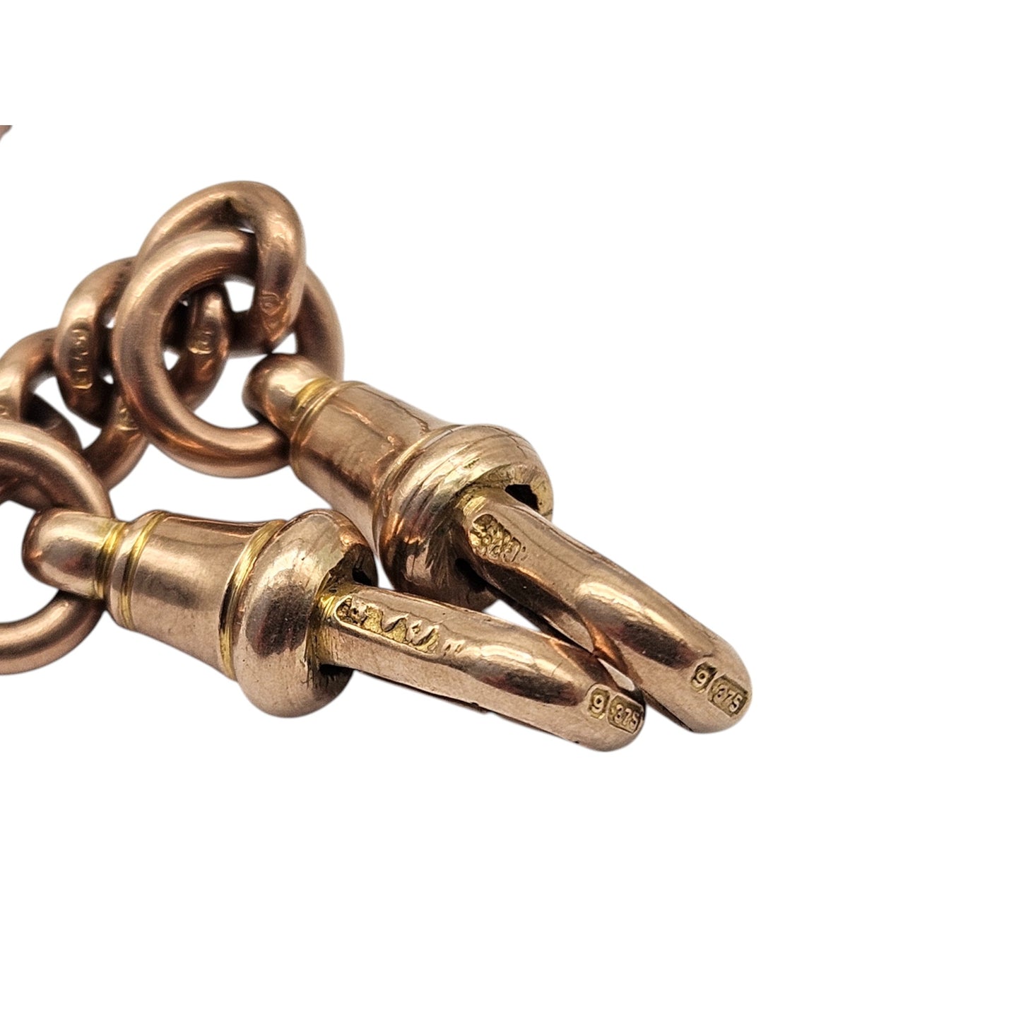 Antique 9ct 375 Rose Gold Double Albert Chain 1924 L 38.4 cm 52.6 g.