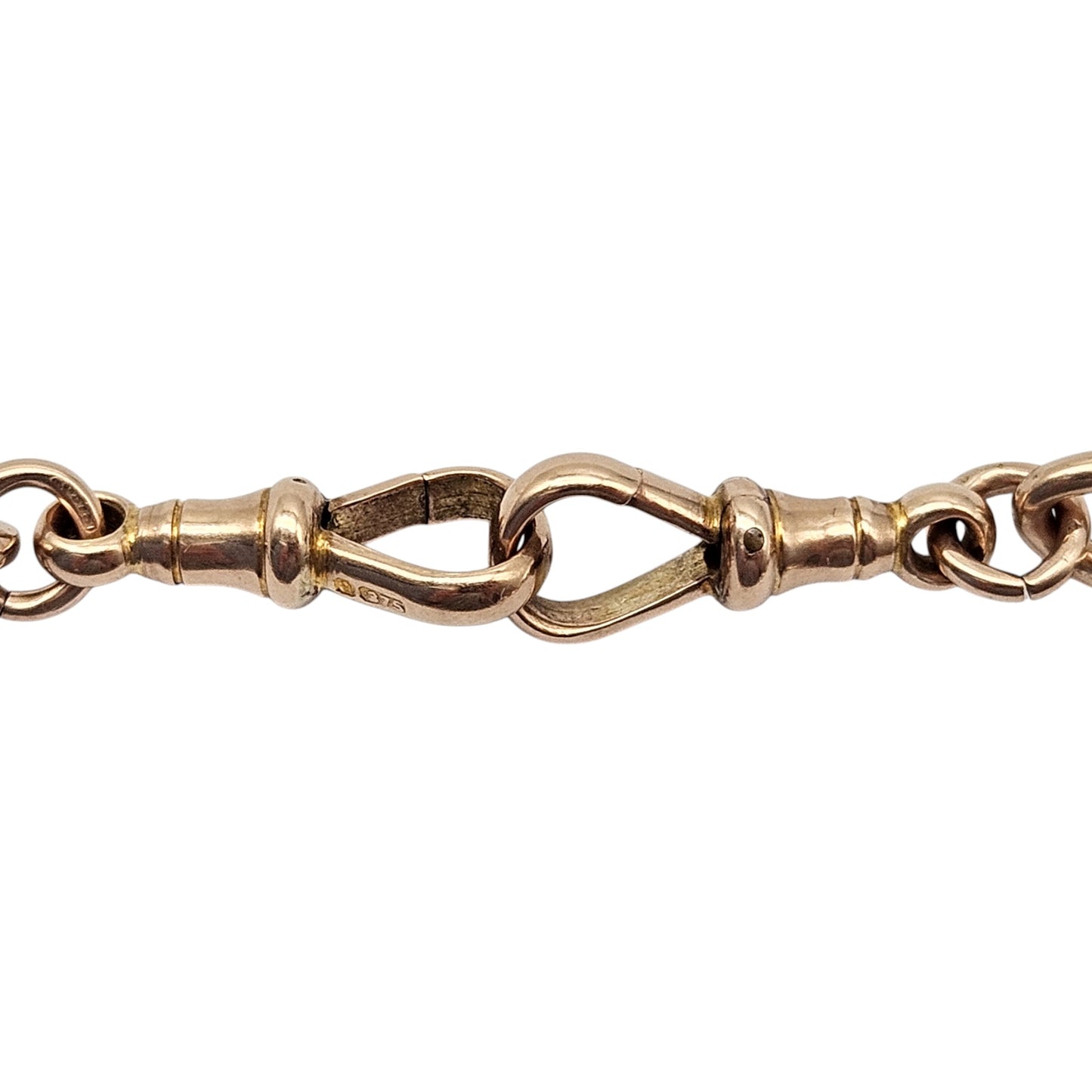 Antique 9ct 375 Rose Gold Double Albert Chain 1923 L 39.0 cm 39.5 g.