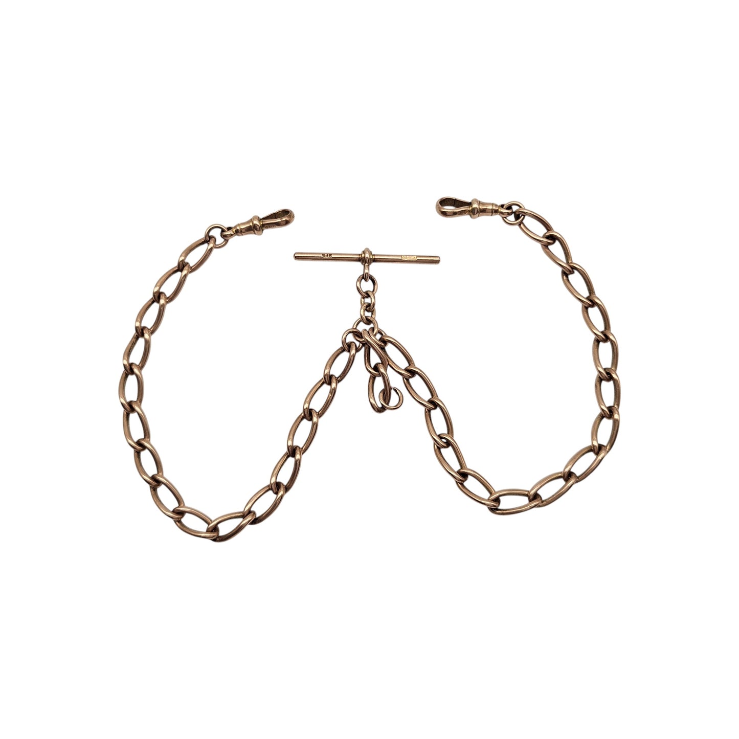 Antique 9ct 375 Rose Gold Double Albert Chain 1923 L 39.0 cm 39.5 g.