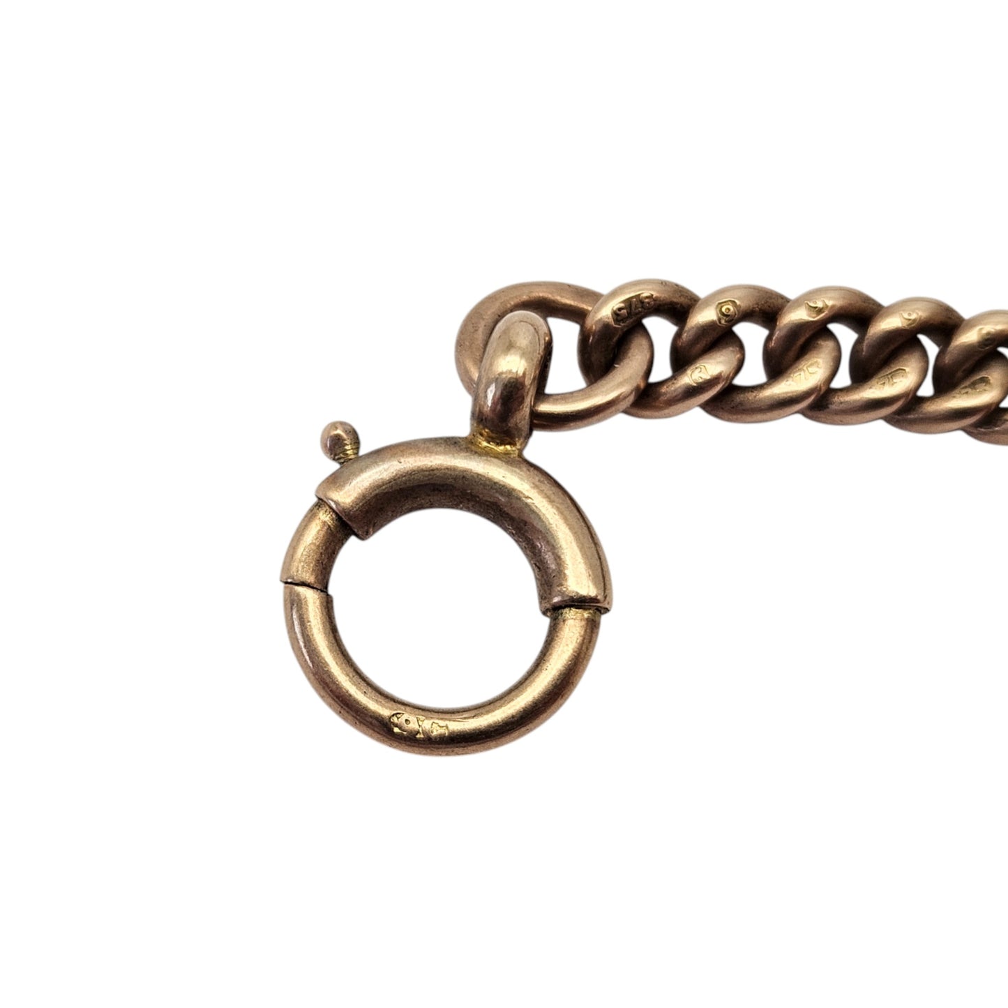 Antique 9ct 375 Rose Gold Double Albert Chain 1919 L 38.1 cm 31.1 g.