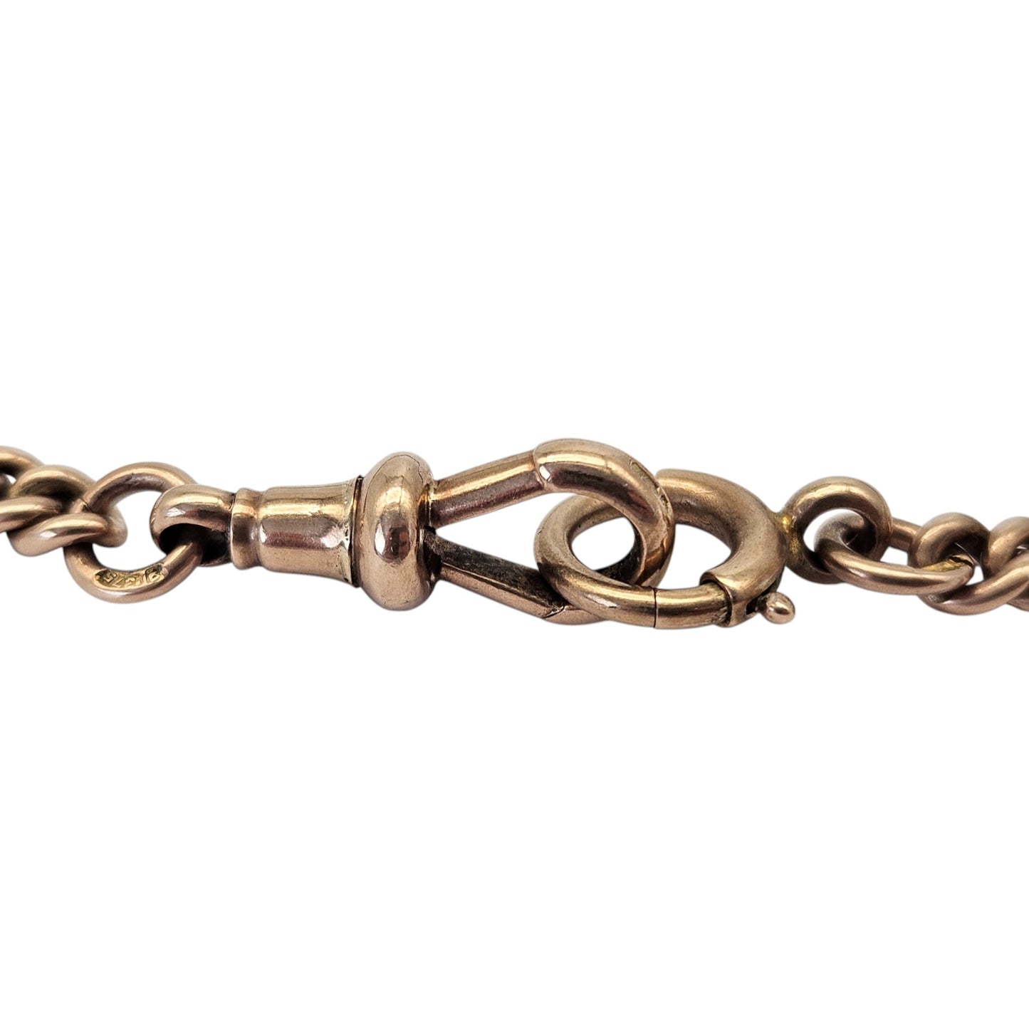 Antique 9ct 375 Rose Gold Double Albert Chain 1919 L 38.1 cm 31.1 g.