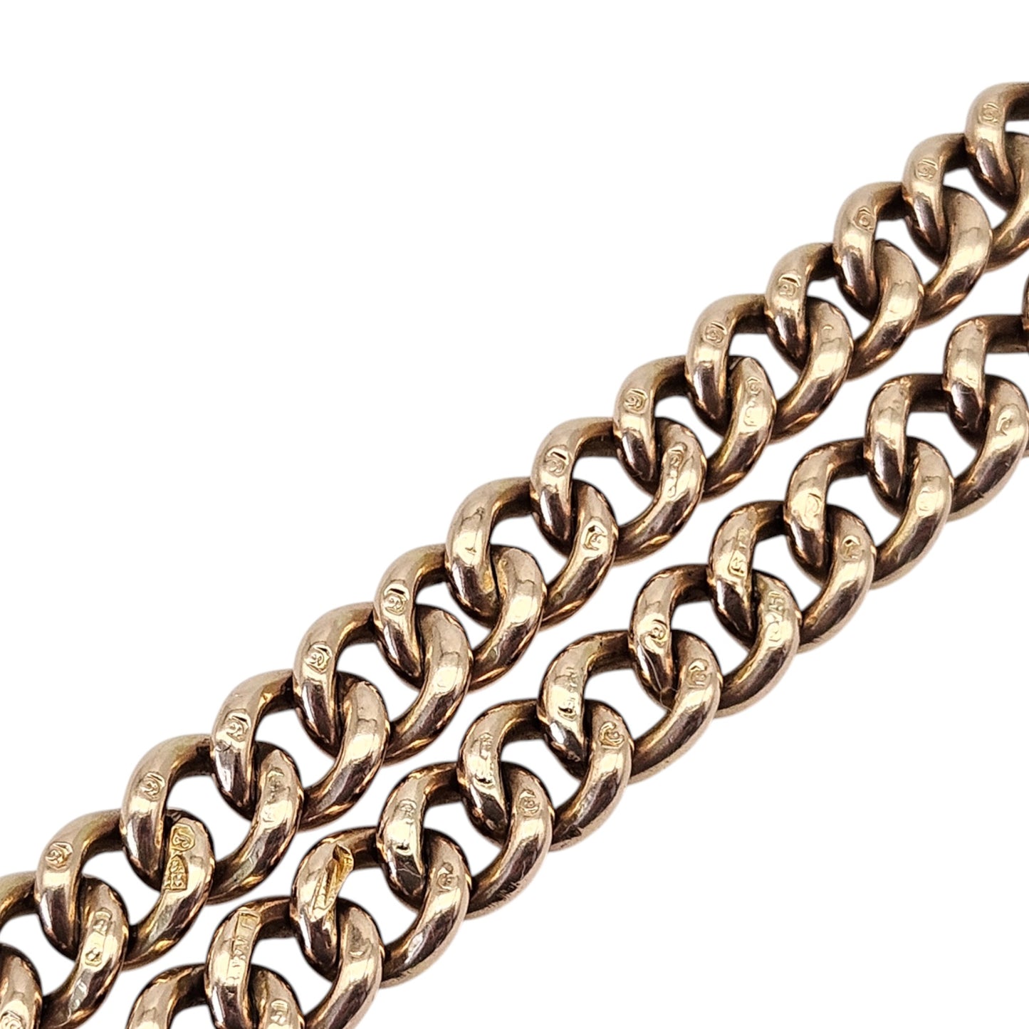 Chester 9ct 375 Rose Gold Double Albert Chain 1919 L 42.1 cm 47.2 g.
