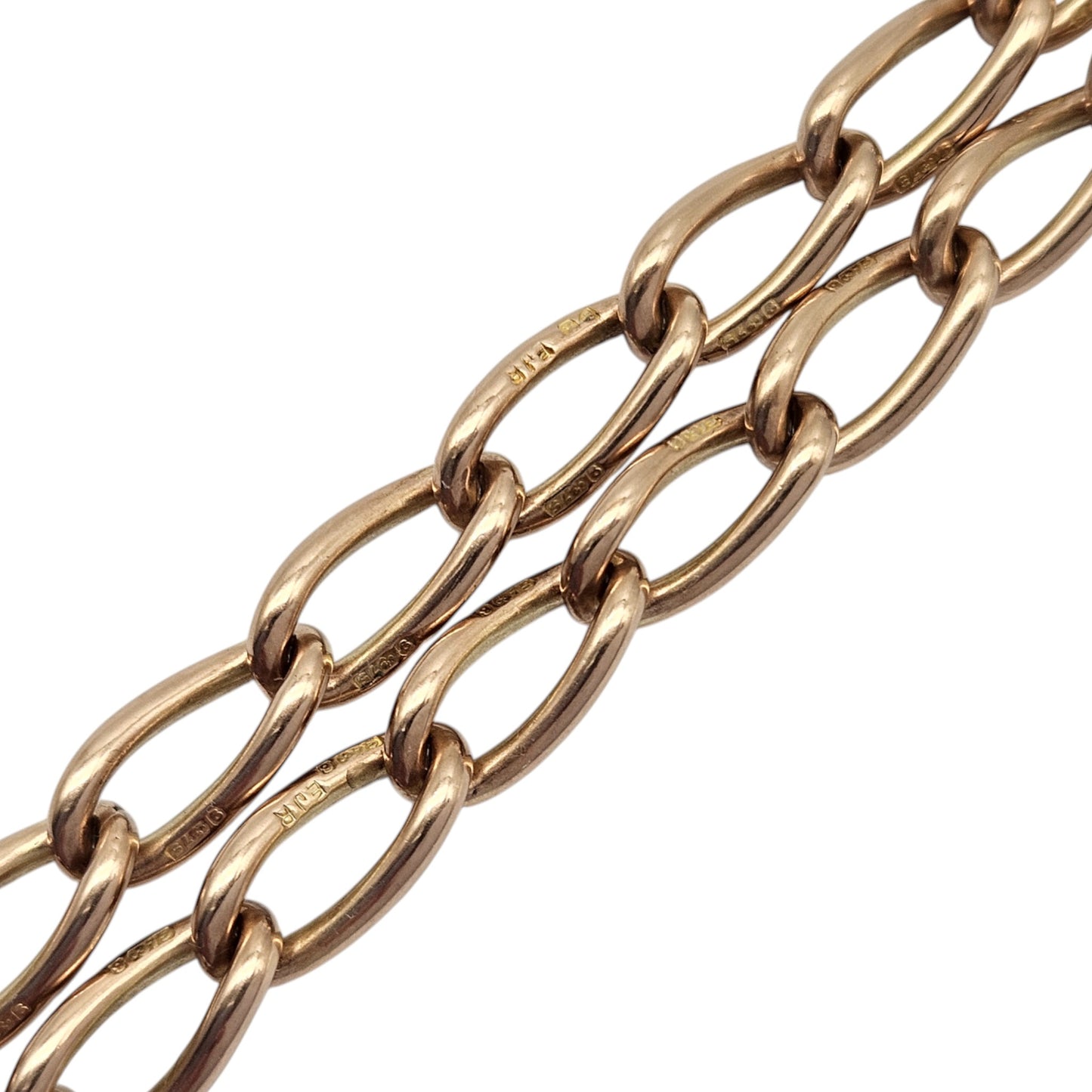 Antique 9ct 375 Rose Gold Double Albert Chain 1923 L 39.0 cm 39.5 g.