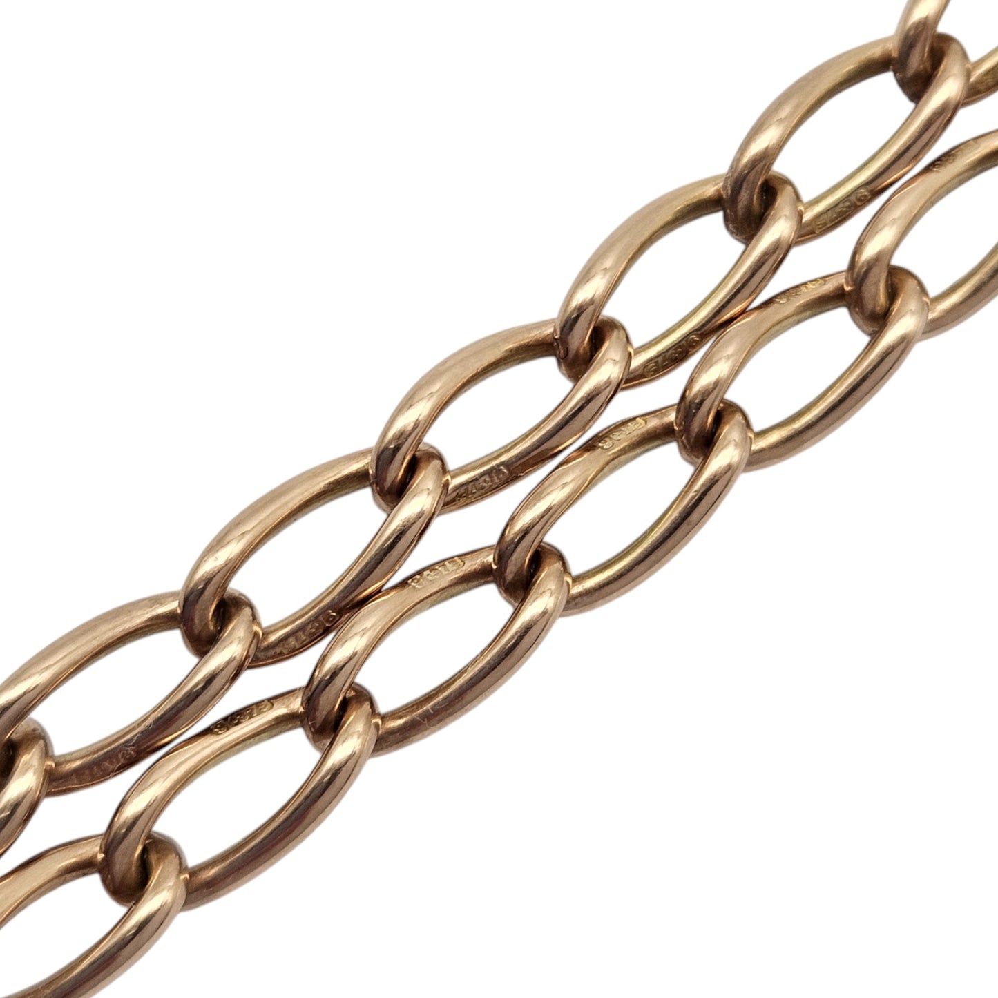 Antique 9ct 375 Rose Gold Double Albert Chain 1923 L 39.0 cm 39.5 g.
