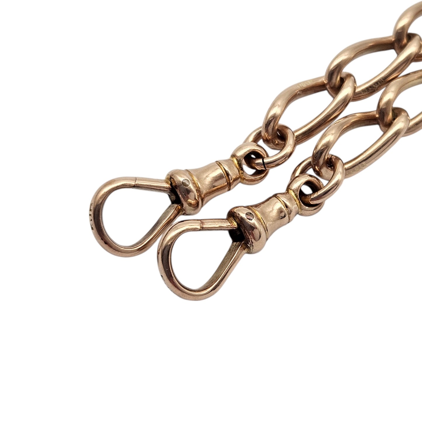 Antique 9ct 375 Rose Gold Double Albert Chain 1923 L 39.0 cm 39.5 g.