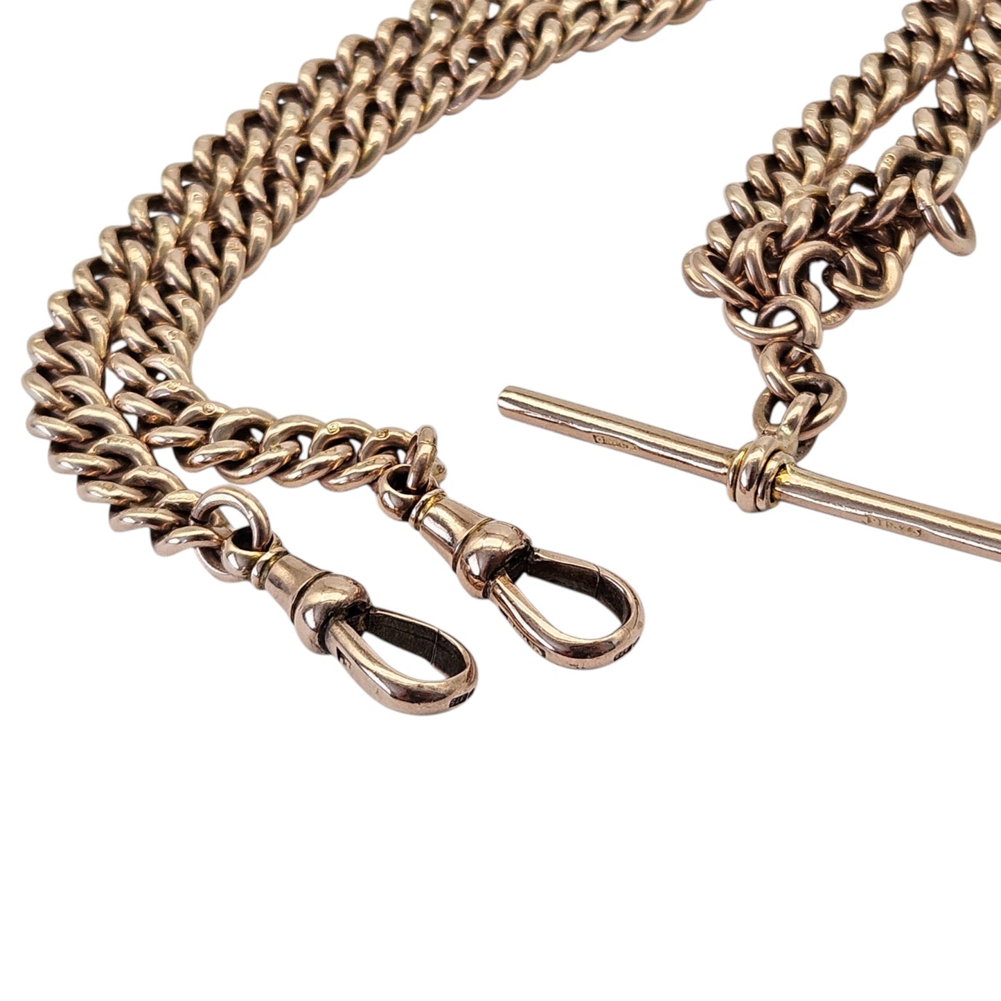 Chester 9ct 375 Rose Gold Double Albert Chain 1919 L 42.1 cm 47.2 g.