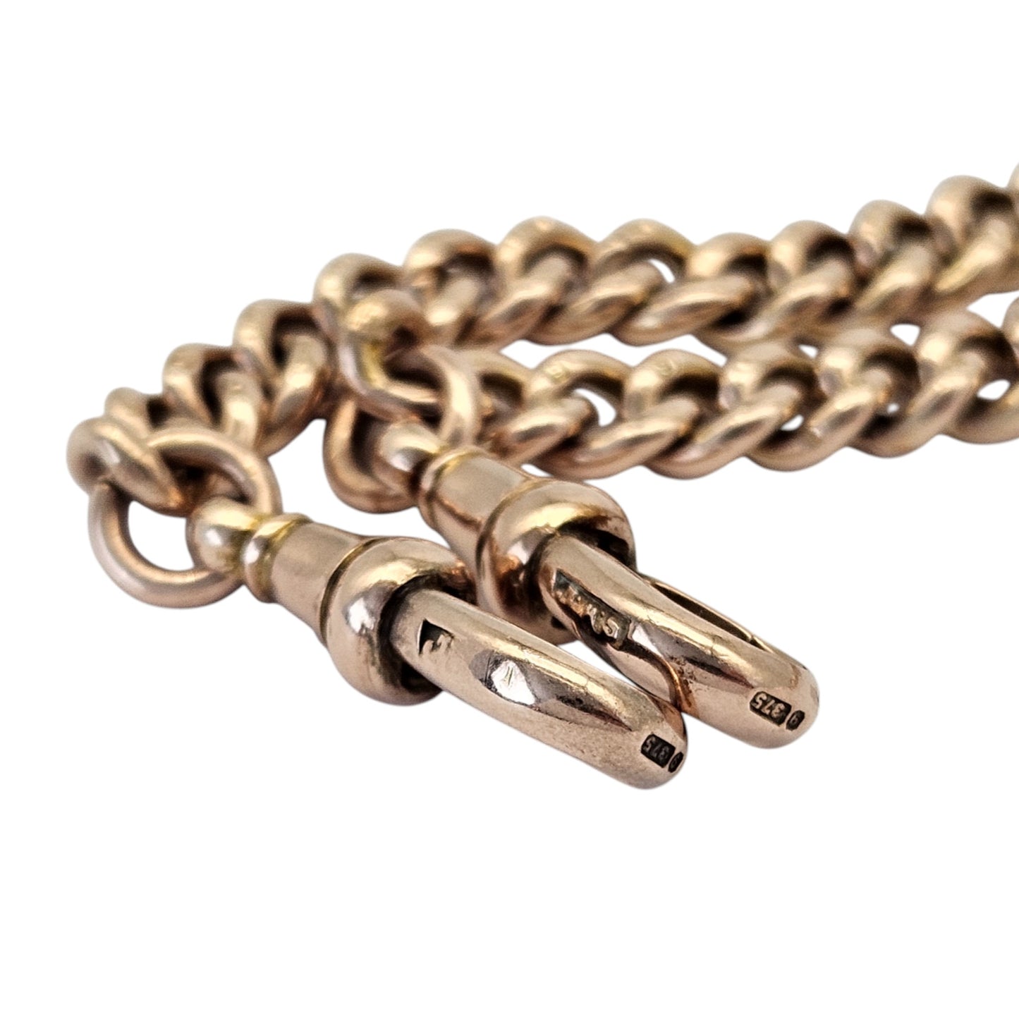 Chester 9ct 375 Rose Gold Double Albert Chain 1919 L 42.1 cm 47.2 g.