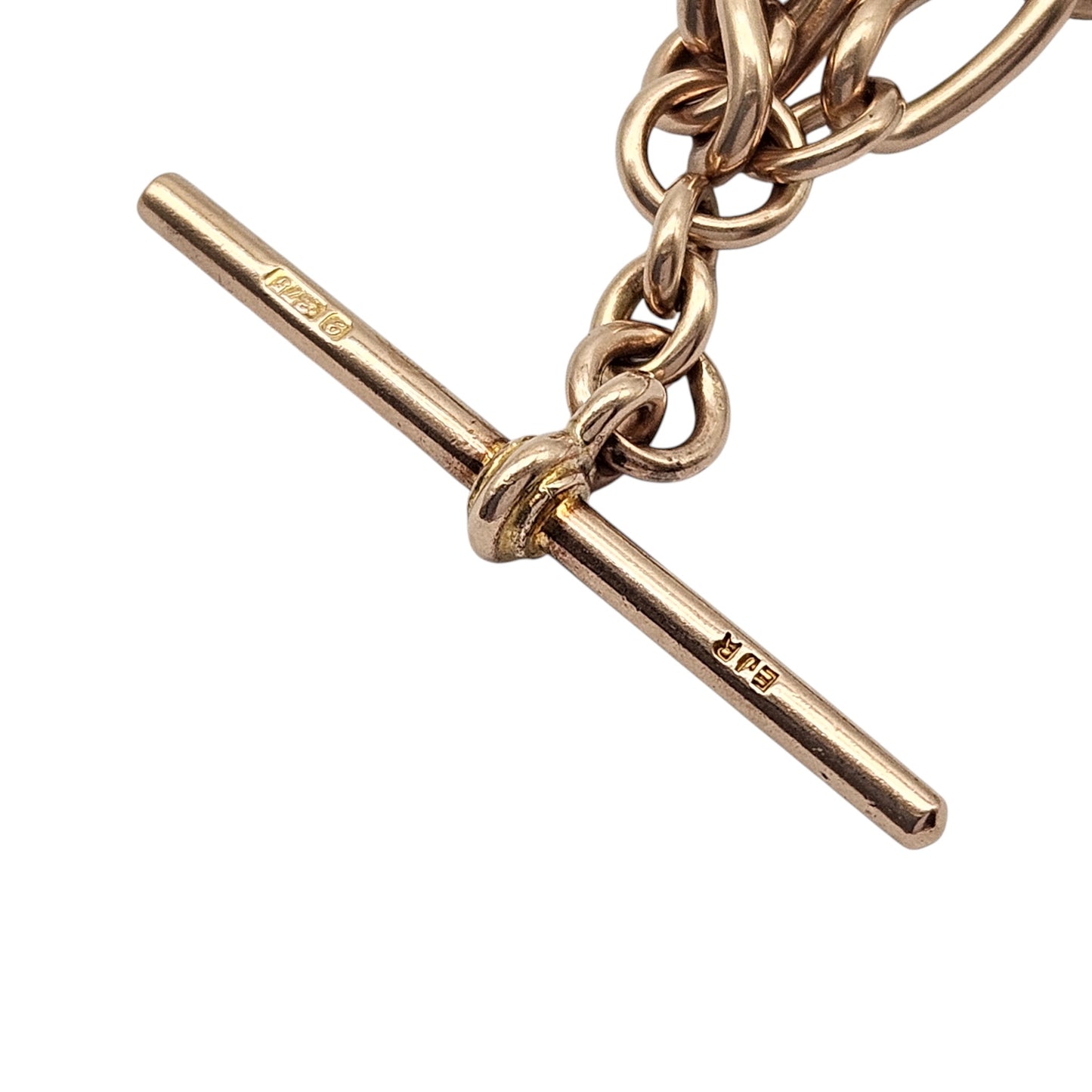 Antique 9ct 375 Rose Gold Double Albert Chain 1923 L 39.0 cm 39.5 g.