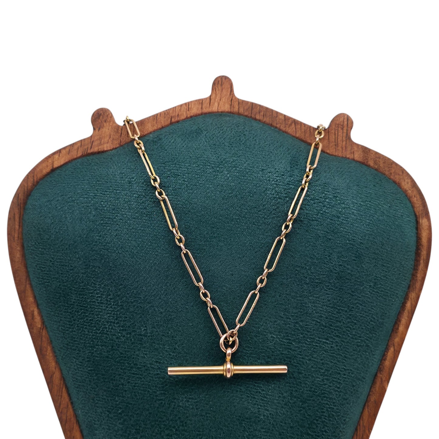 pre-owned antique 9ct gold Trombone Link Double Albert Chain