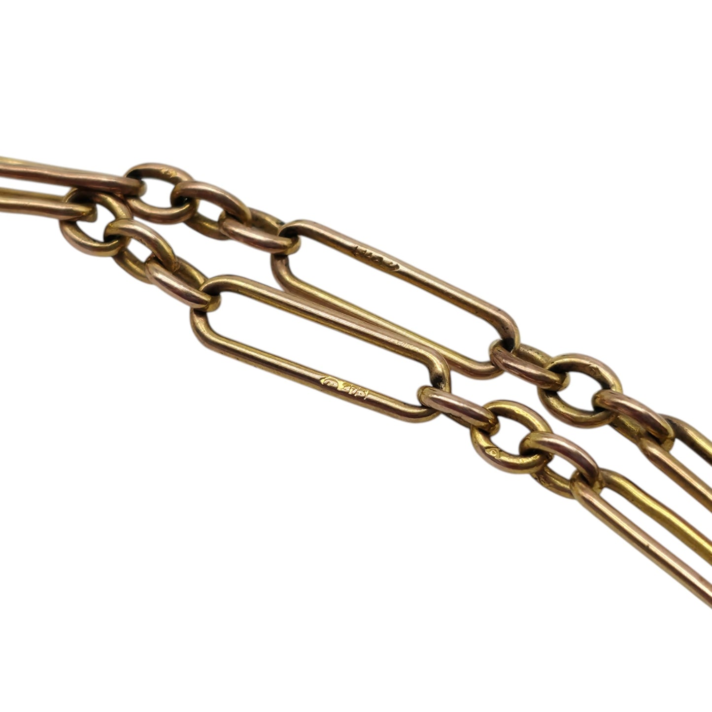 Antique 9ct 375 Yellow Gold Double Albert Chain 1920 L 38.4 cm 12.6 g.